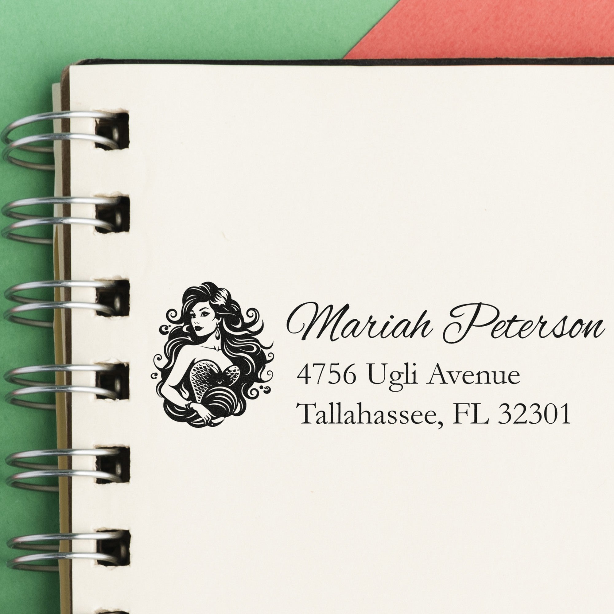 Mermaid's Charm Custom Name and Address Rubber Stamp - Engineer Seal Stamps