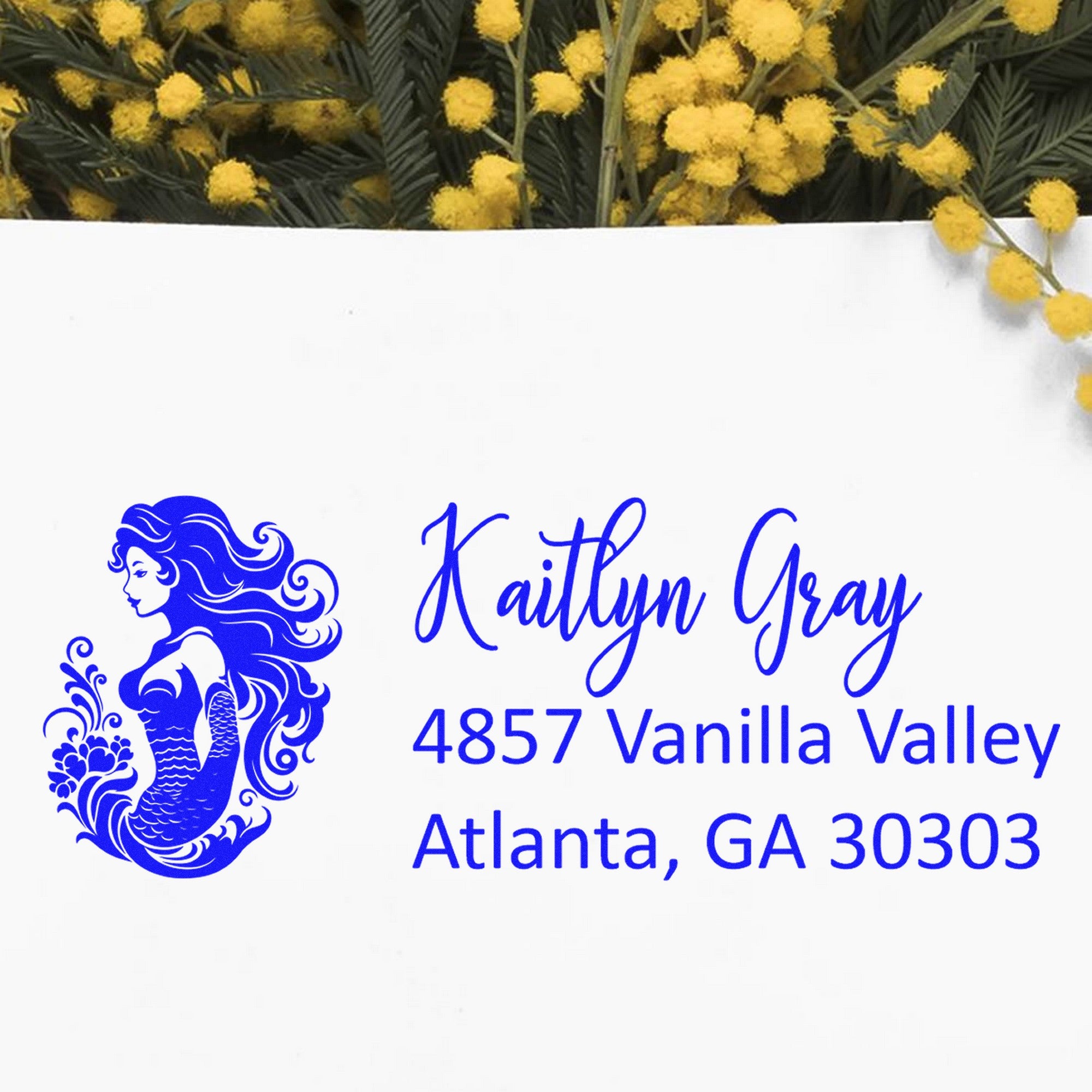 Self-Inking Mermaid's Whisper Custom Home Address For Envelopes Stamp - Engineer Seal Stamps