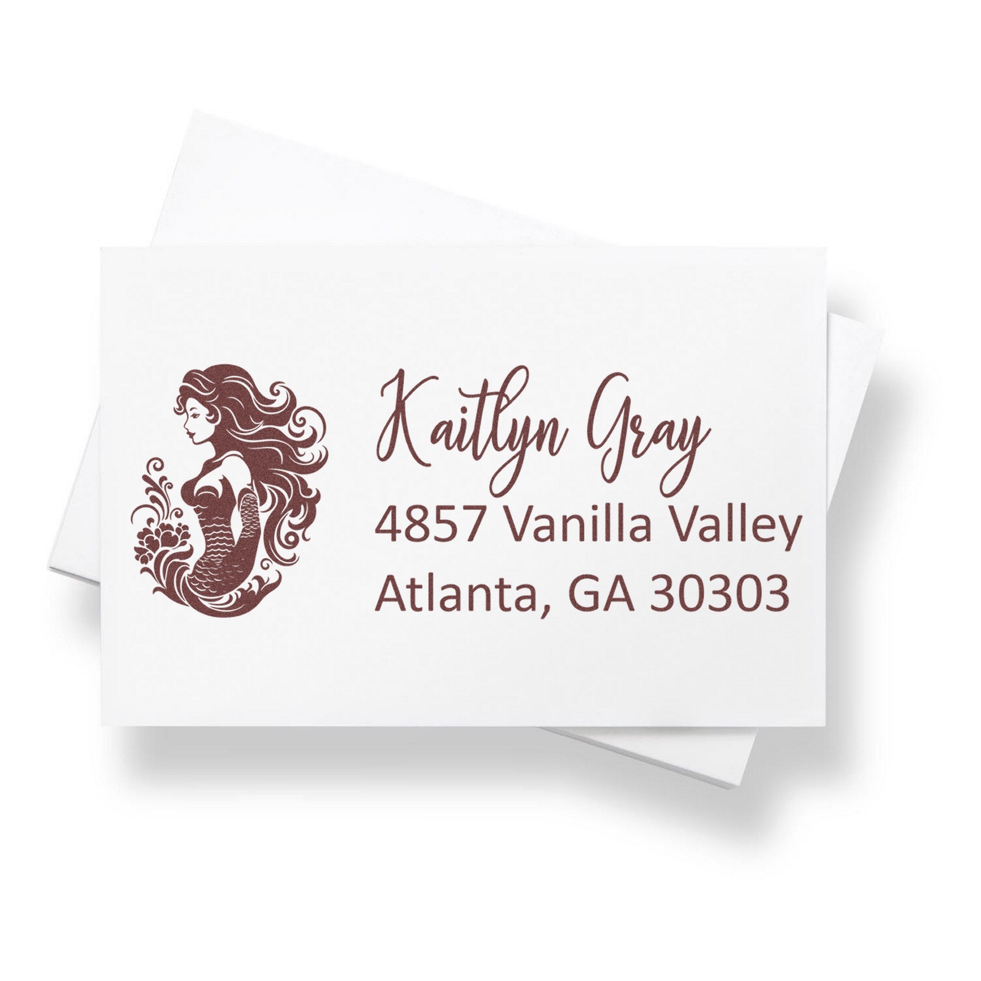 Mermaid's Whisper Custom Mailing Rubber Stamp - Engineer Seal Stamps