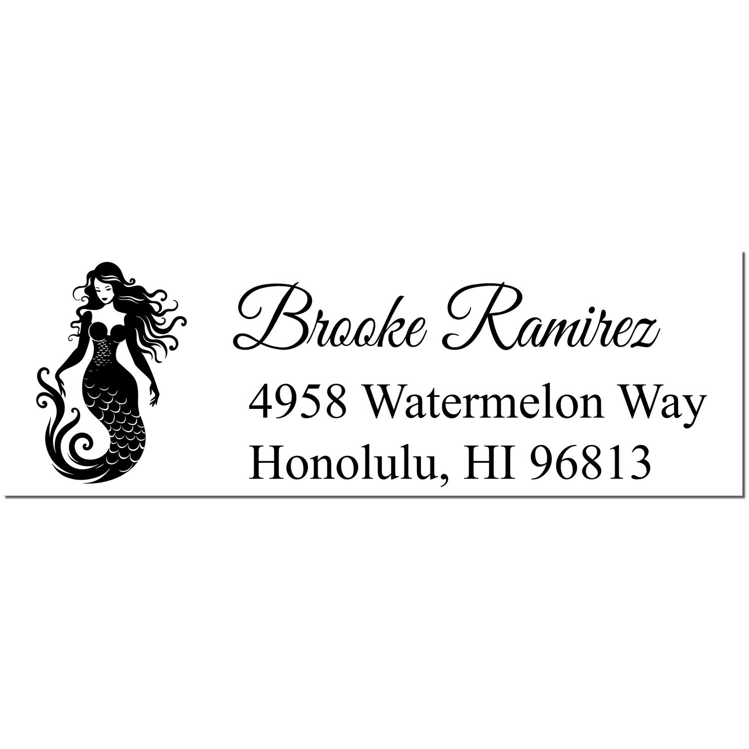 Self-Inking Aloha Mermaid Custom Address Label Stamp - Engineer Seal Stamps