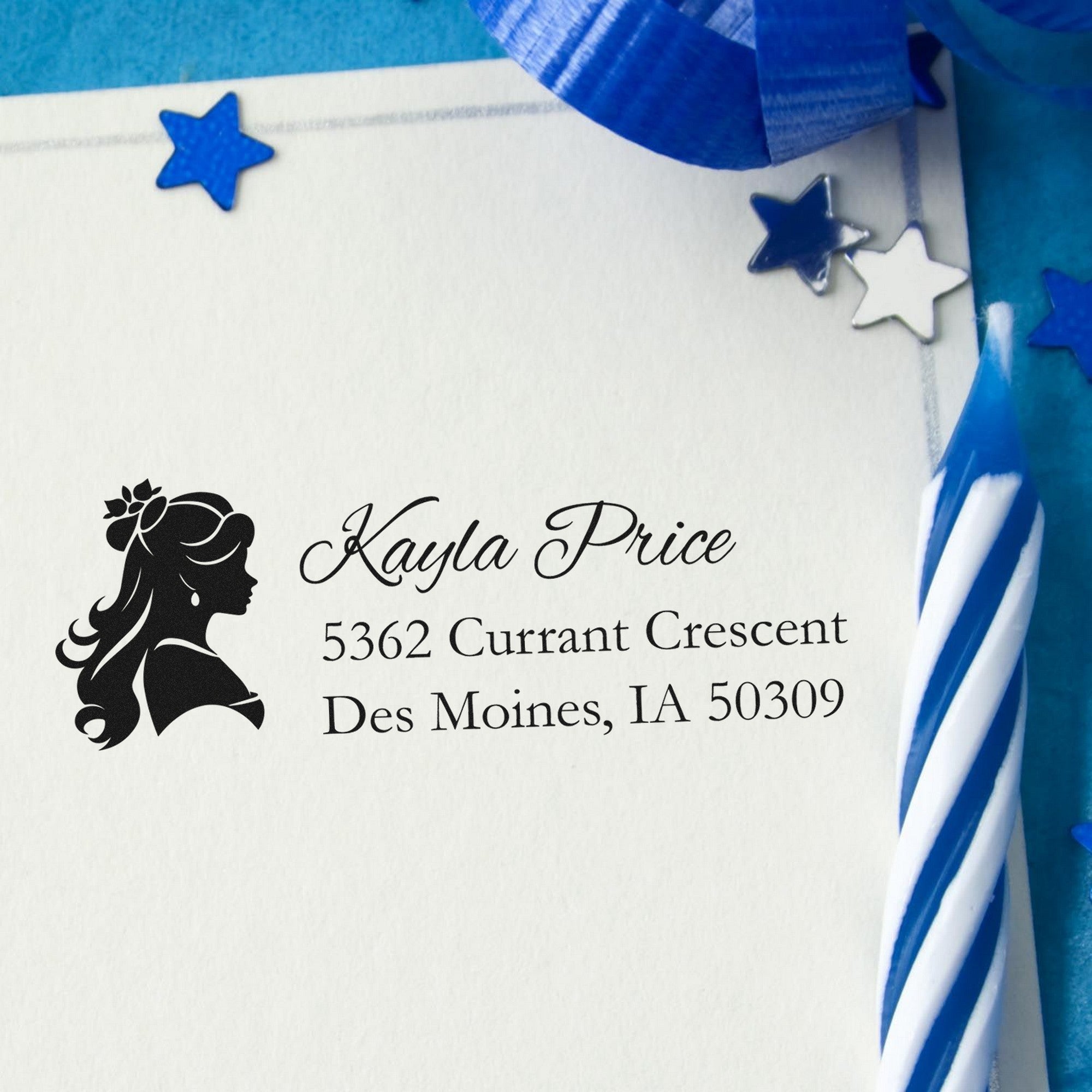 Serene Elara Princess Handmade Address Return Rubber Stamp - Engineer Seal Stamps