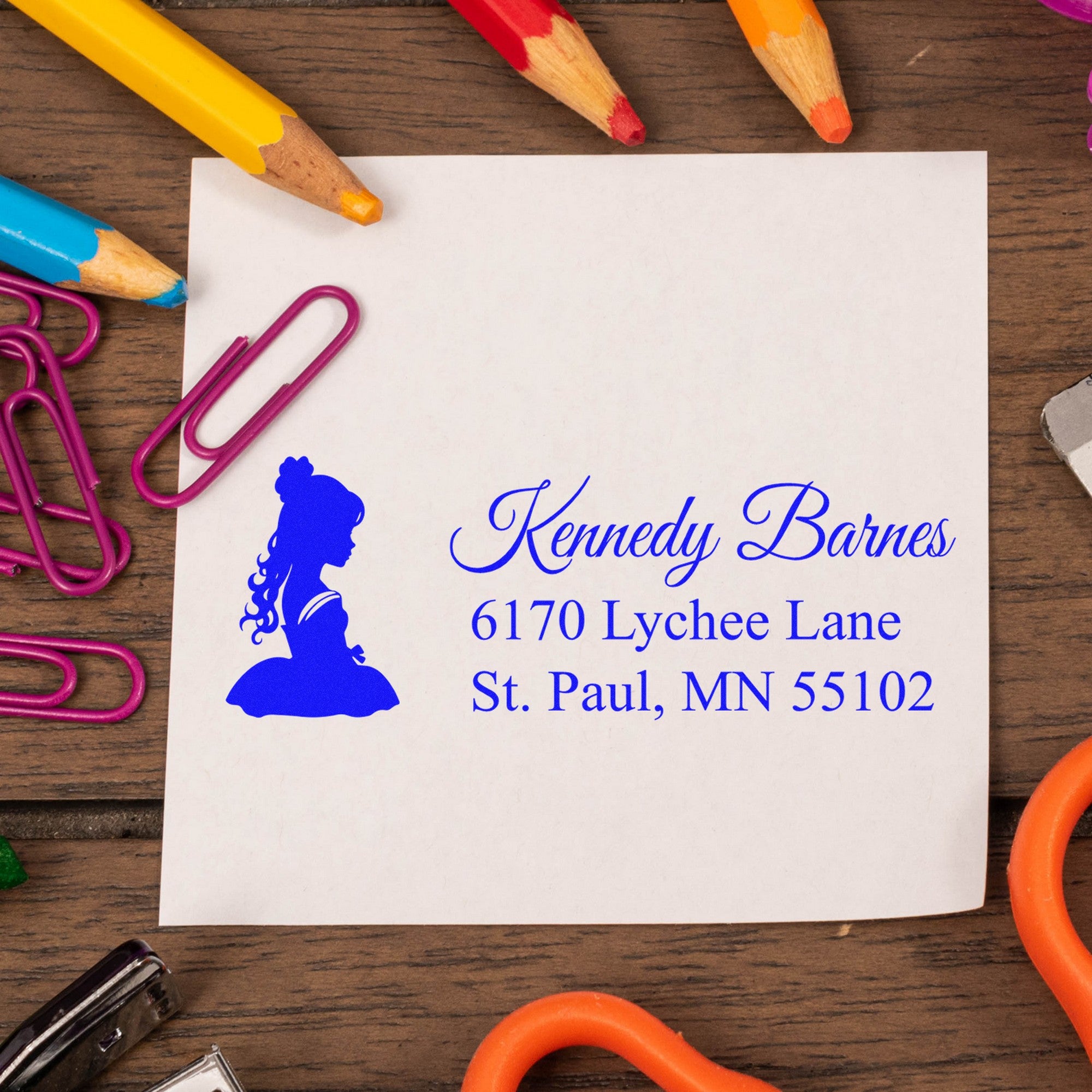 Ethereal Lysandra Princess Customize Name and Address Rubber Stamp - Engineer Seal Stamps