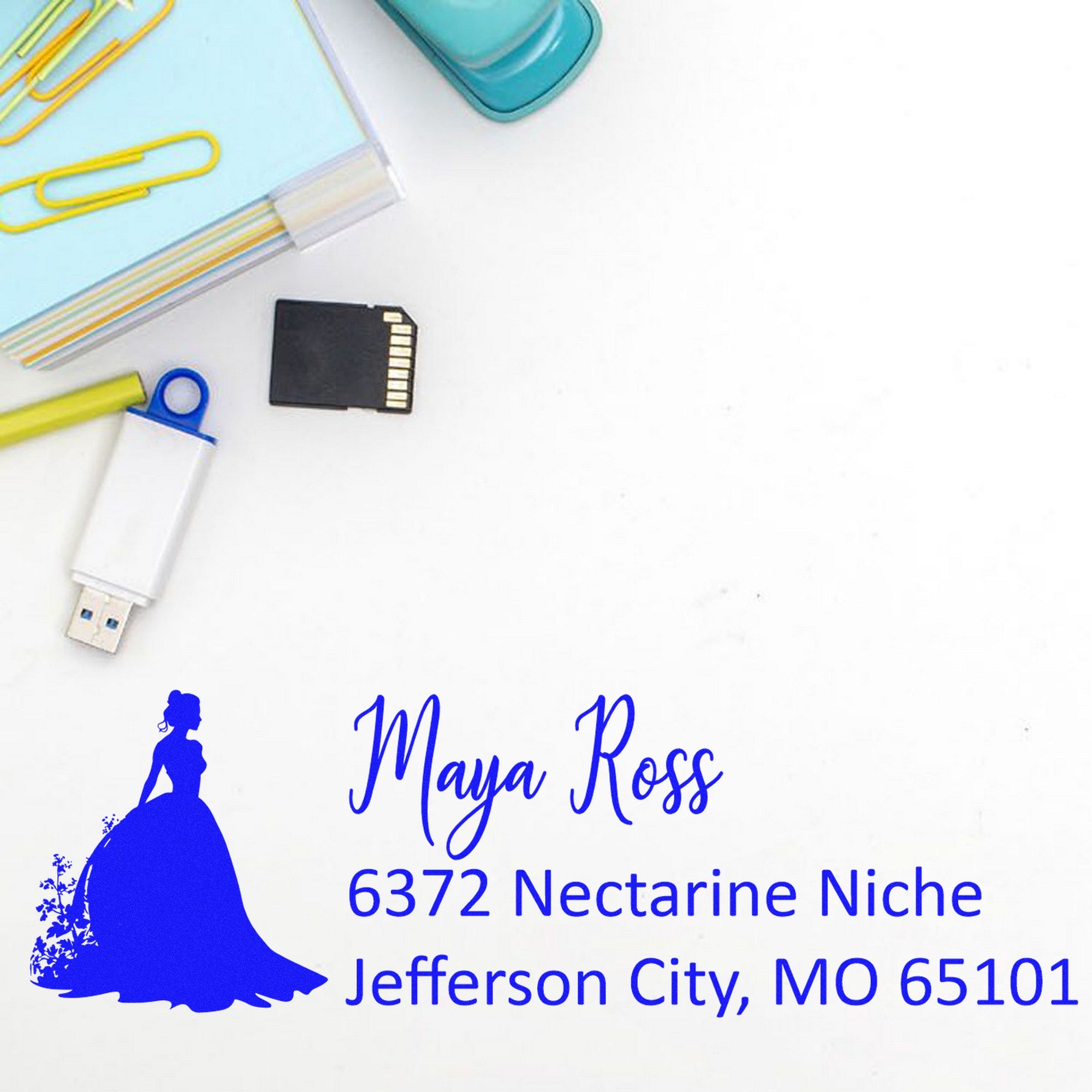 Self-Inking Delicate Amara Princess Personalized Address Stamp - Engineer Seal Stamps