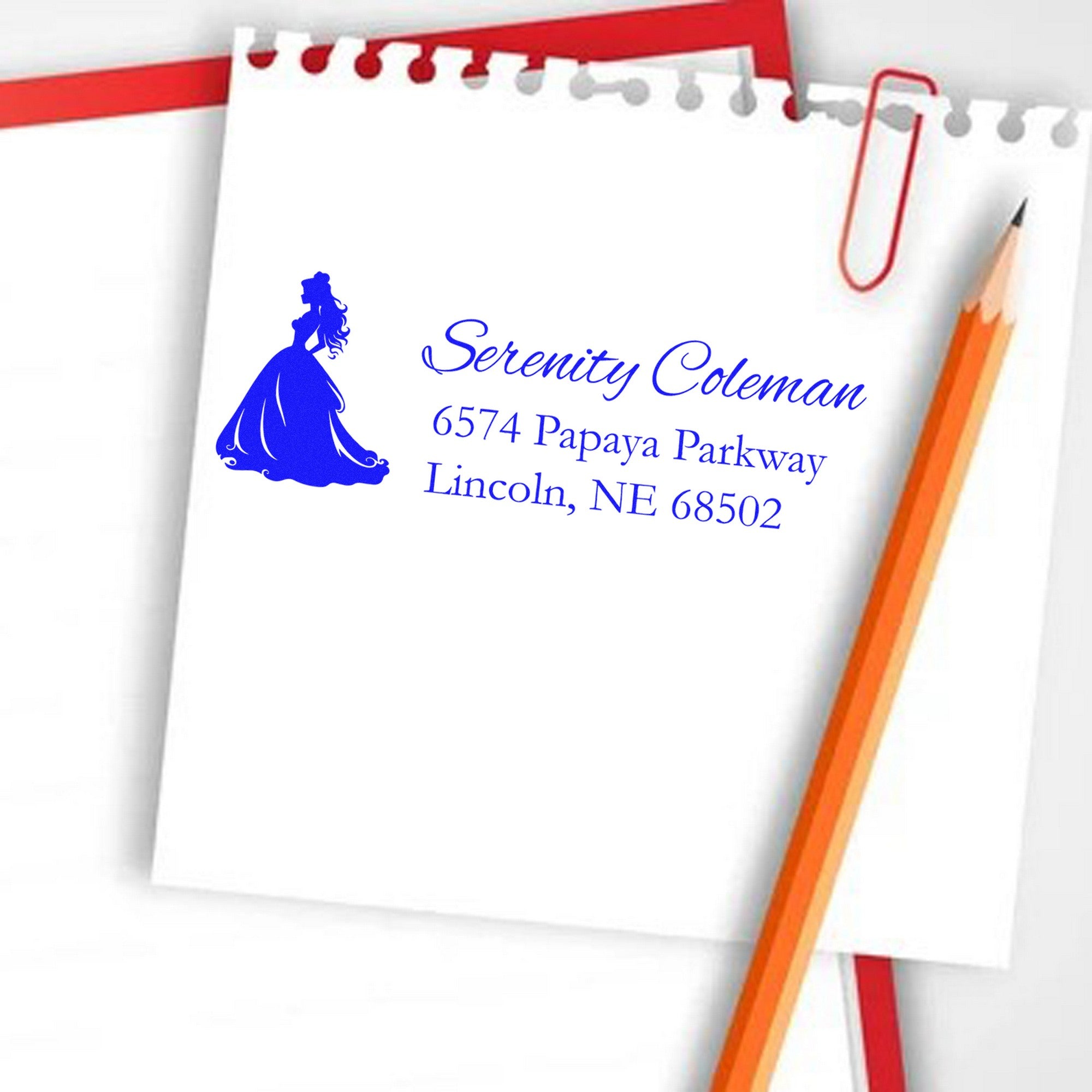 PSI Starlit Estella Princess Custom Home Address For Envelopes Pre-Inked Stamp - Engineer Seal Stamps