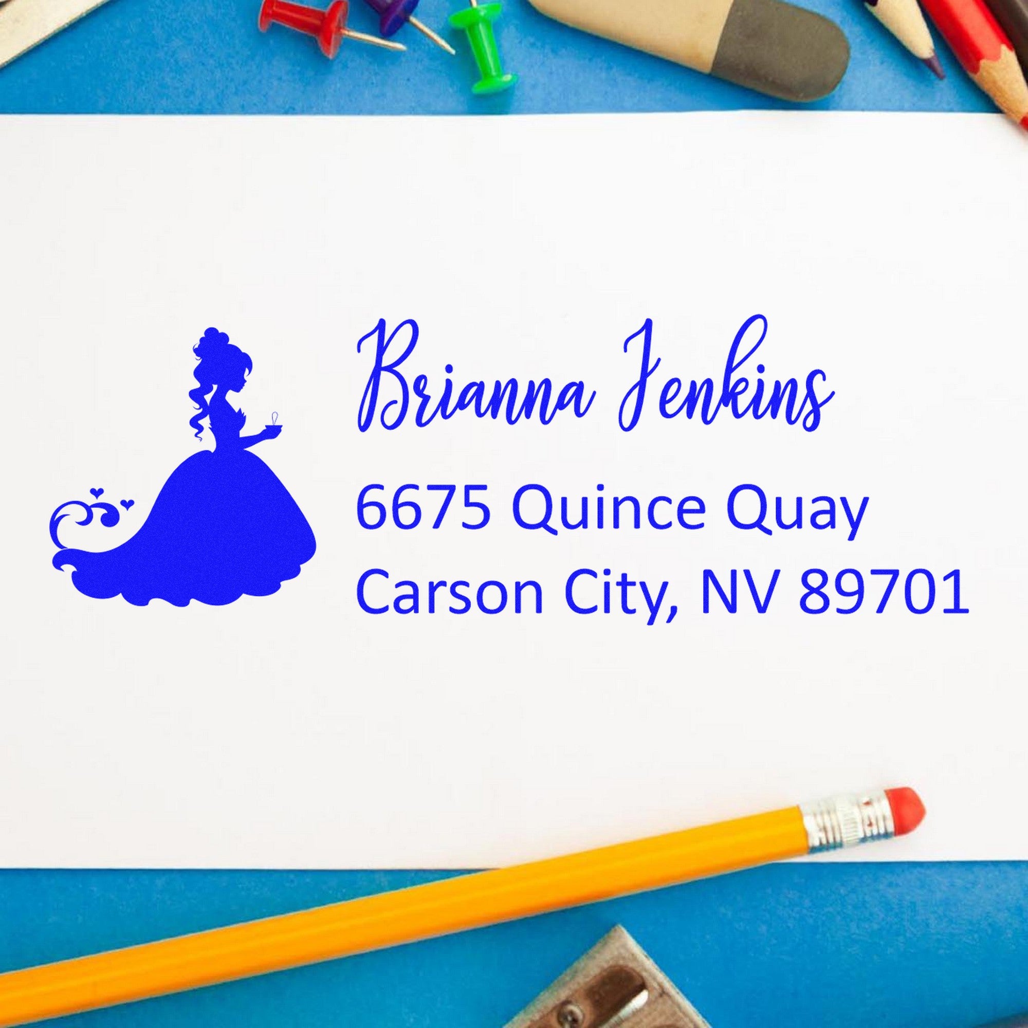 Luminous Lucinda Princess Customize Mailing Address Rubber Stamp - Engineer Seal Stamps