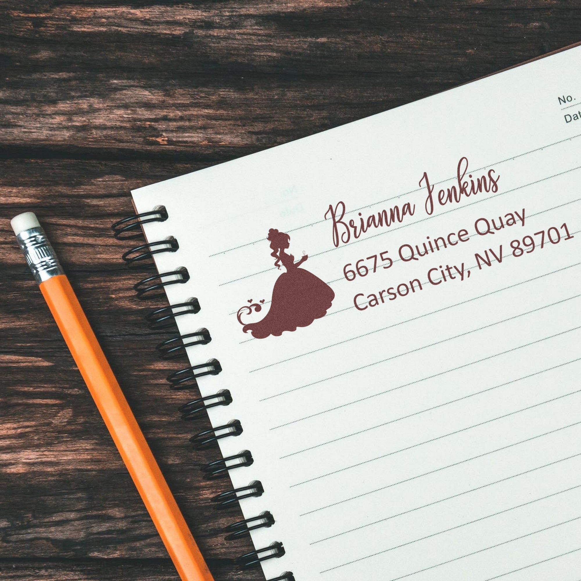 Luminous Lucinda Princess Customize Mailing Address Rubber Stamp - Engineer Seal Stamps