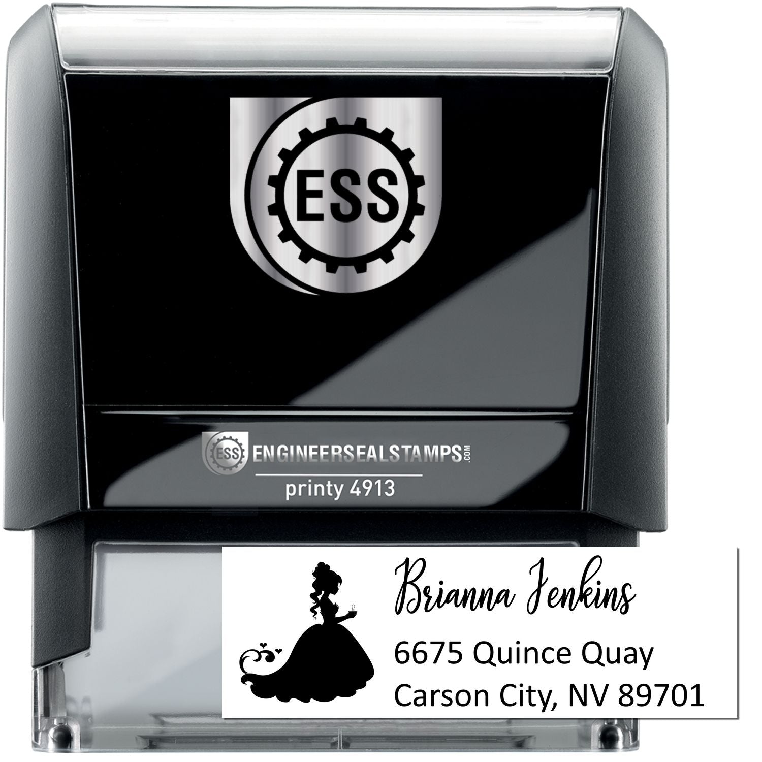 Self-Inking Luminous Lucinda Princess Personalized Mailing Stamp - Engineer Seal Stamps