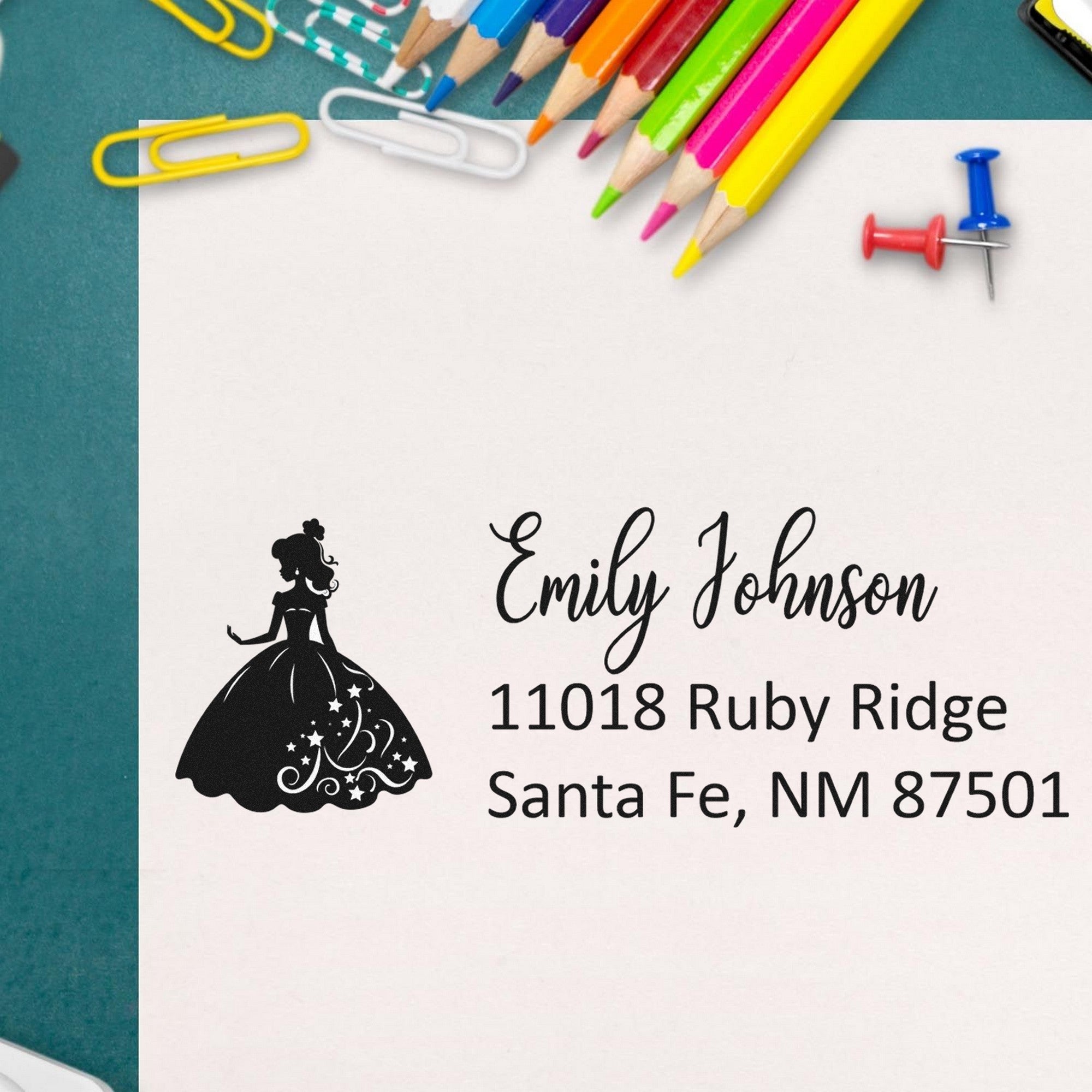 PSI Tranquil Seraphina Princess Customized Name and Address Pre-Inked Stamp - Engineer Seal Stamps