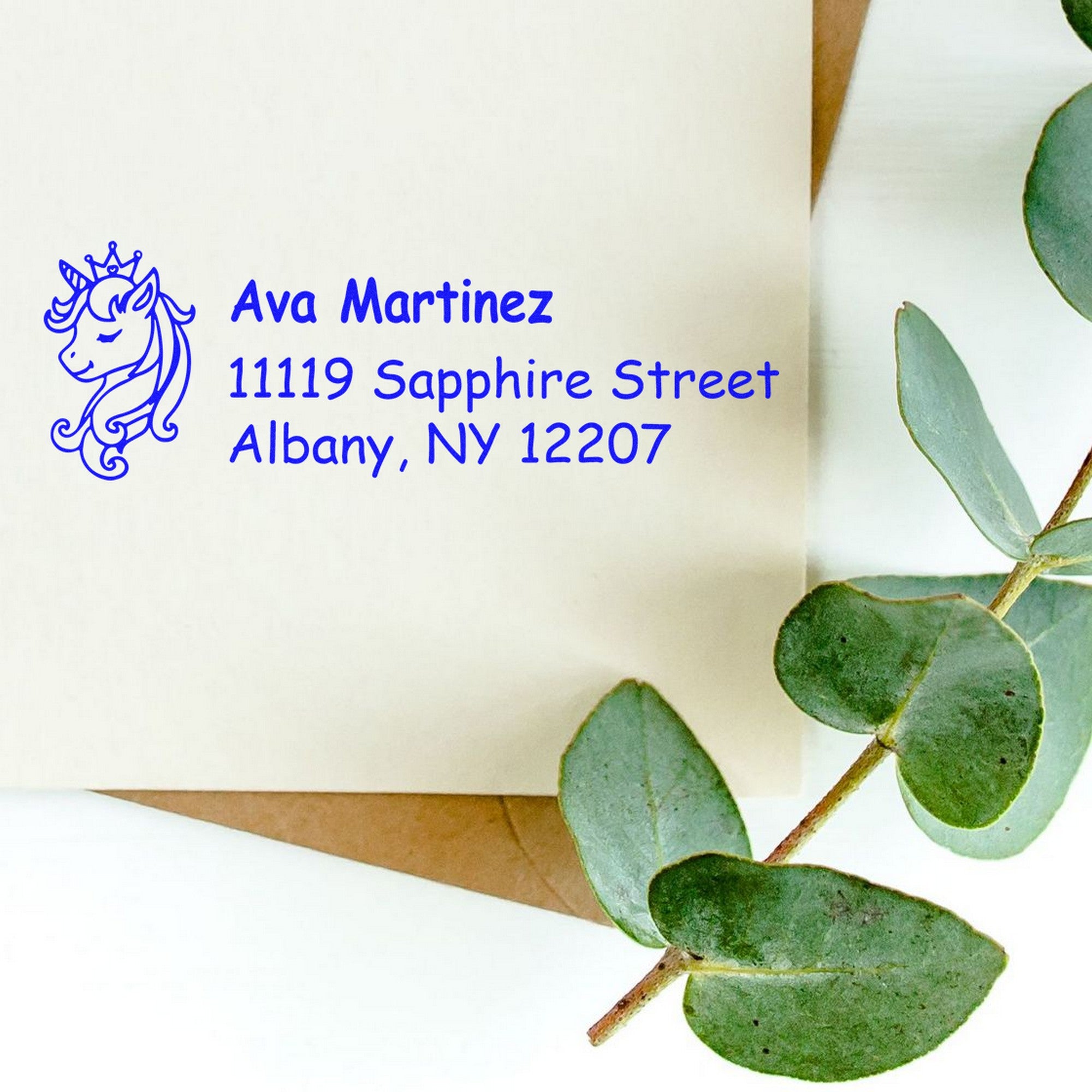Sapphire Sapphireglow Unicorn Customize Address Rubber Stamp - Engineer Seal Stamps