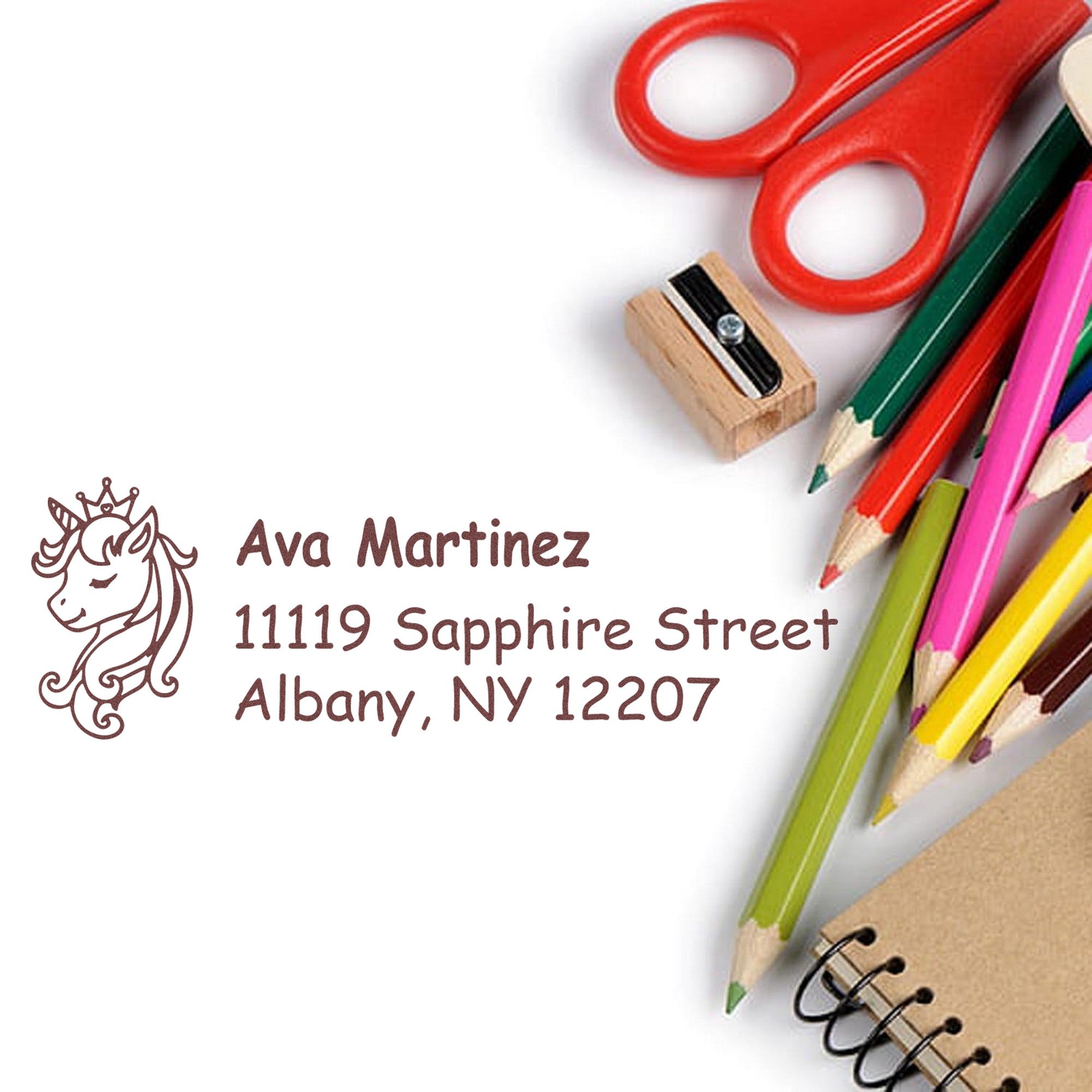 Sapphire Sapphireglow Mythical Unicorn Customize Name and Address - Engineer Seal Stamps