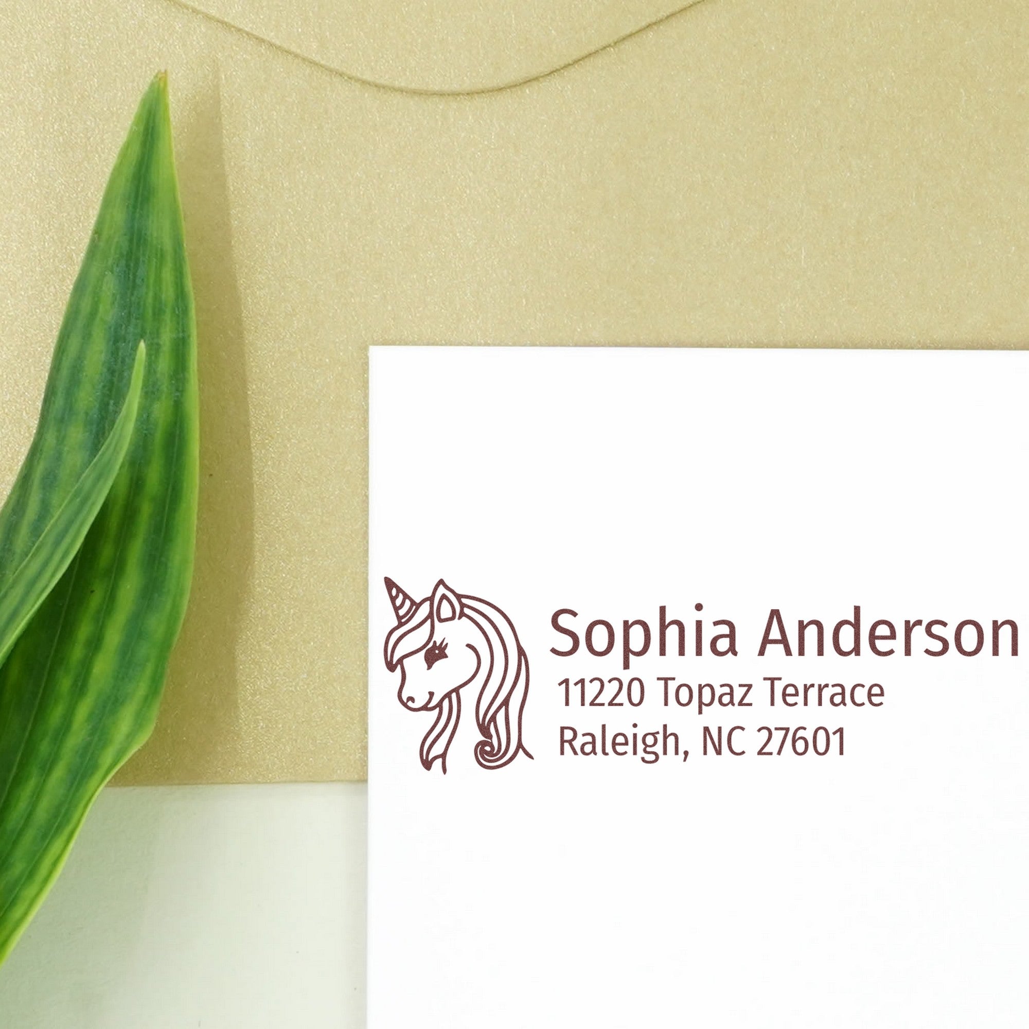 Radiant Starlight Unicorn Customize Return Address Rubber Stamp - Engineer Seal Stamps