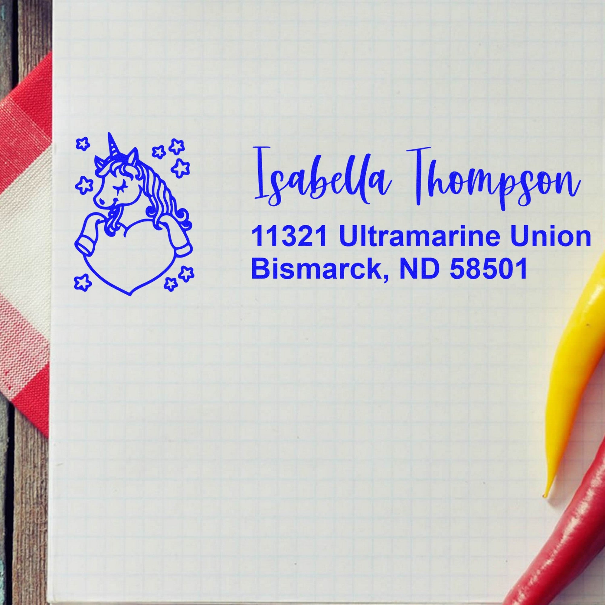 Self-Inking Mystic Moonbeam Magical Unicorn Custom Mailing Stamp - Engineer Seal Stamps