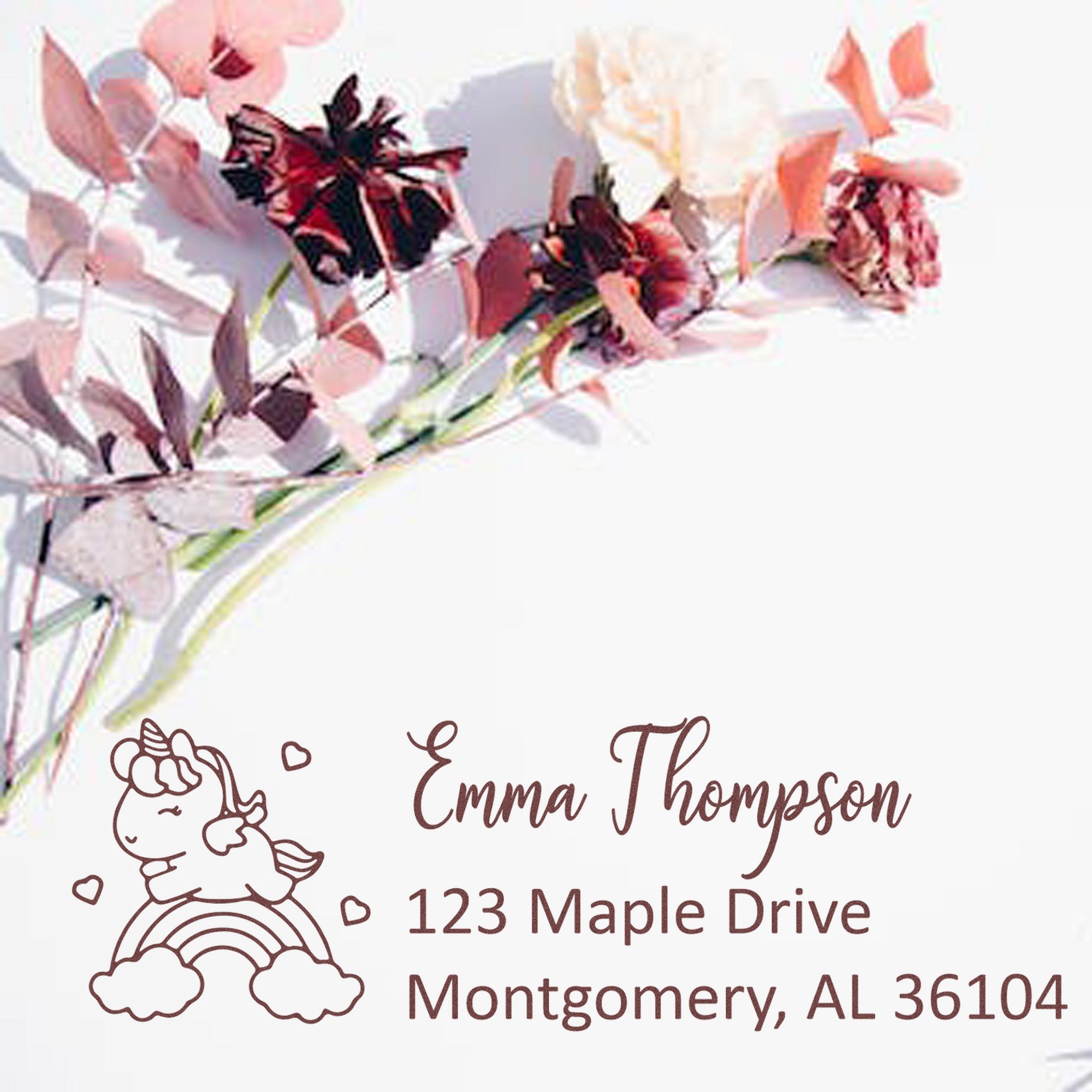 Self-Inking Sparkling Celestia Magical Unicorn Custom Mail Stamp - Engineer Seal Stamps