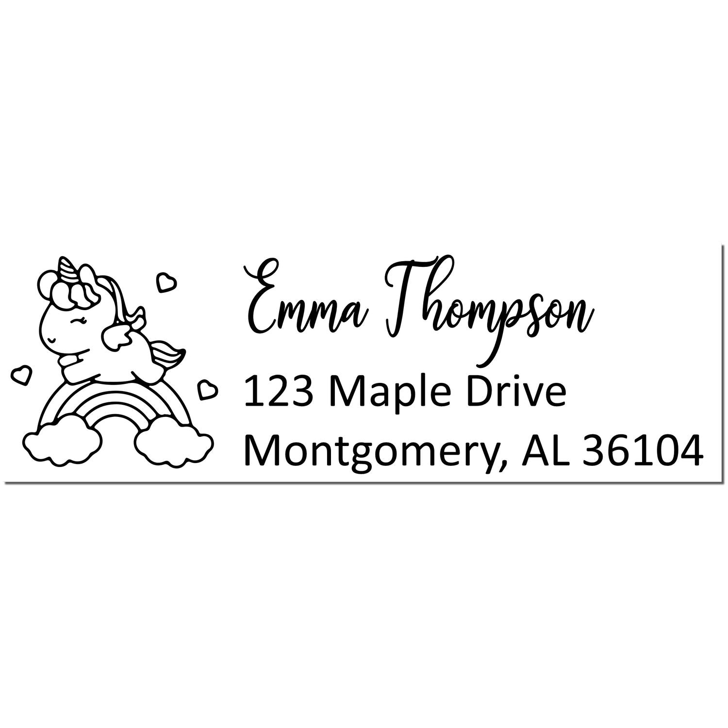 Self-Inking Sparkling Celestia Magical Unicorn Custom Mail Stamp - Engineer Seal Stamps