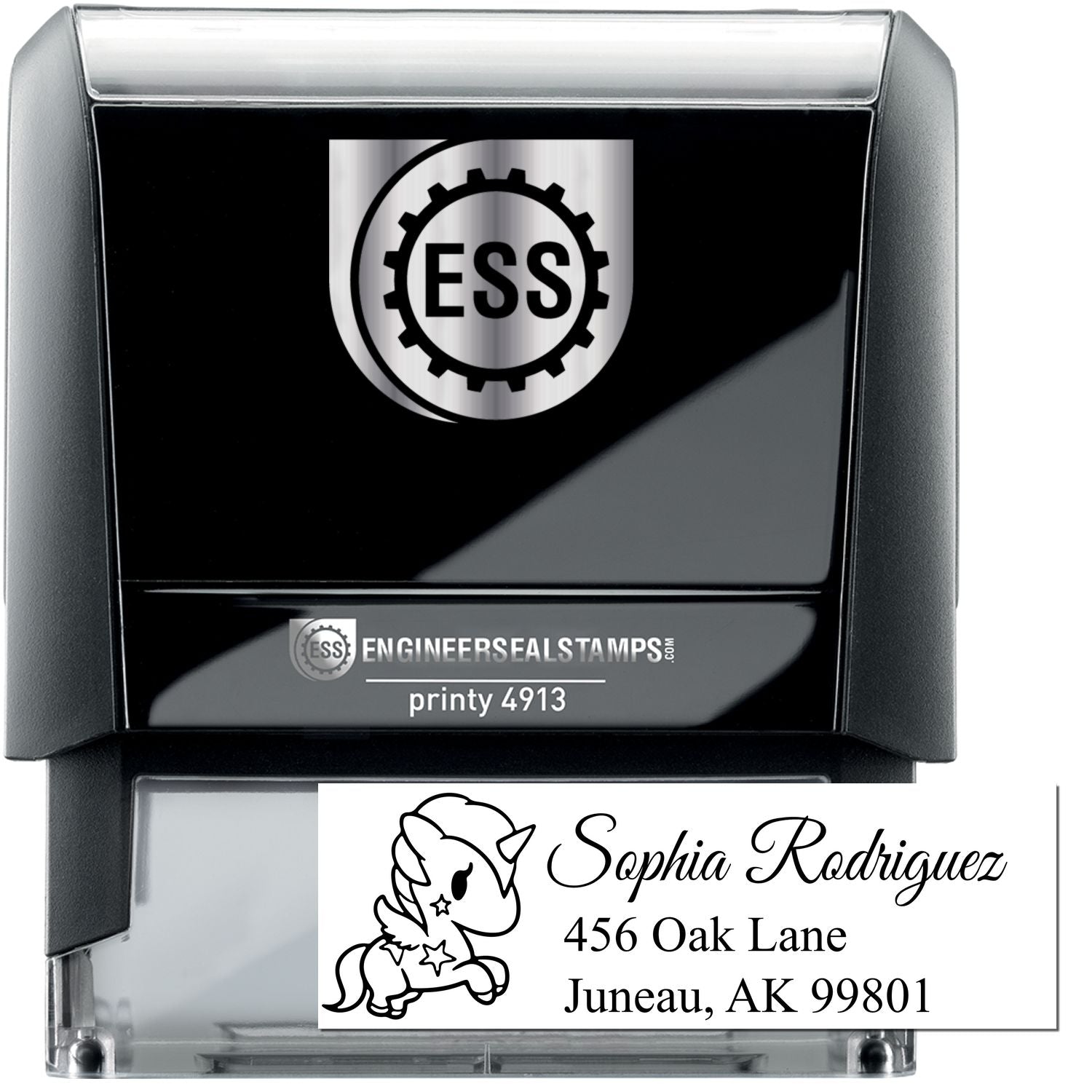 Self-Inking Enchanted Aurelia Magical Unicorn Custom Home Address Stamp - Engineer Seal Stamps