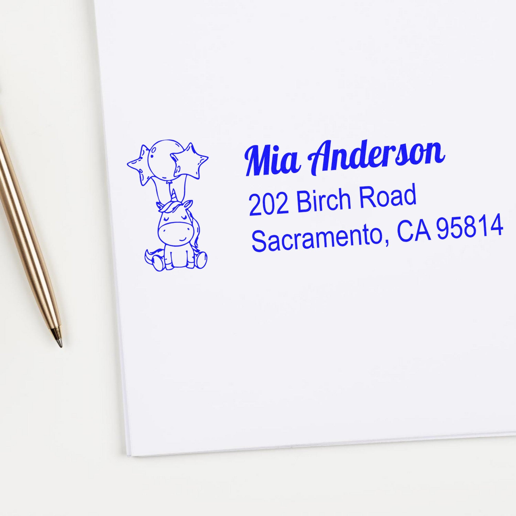 Self-Inking Ethereal Rainbowsky Magical Unicorn Custom Mail Address Stamp - Engineer Seal Stamps
