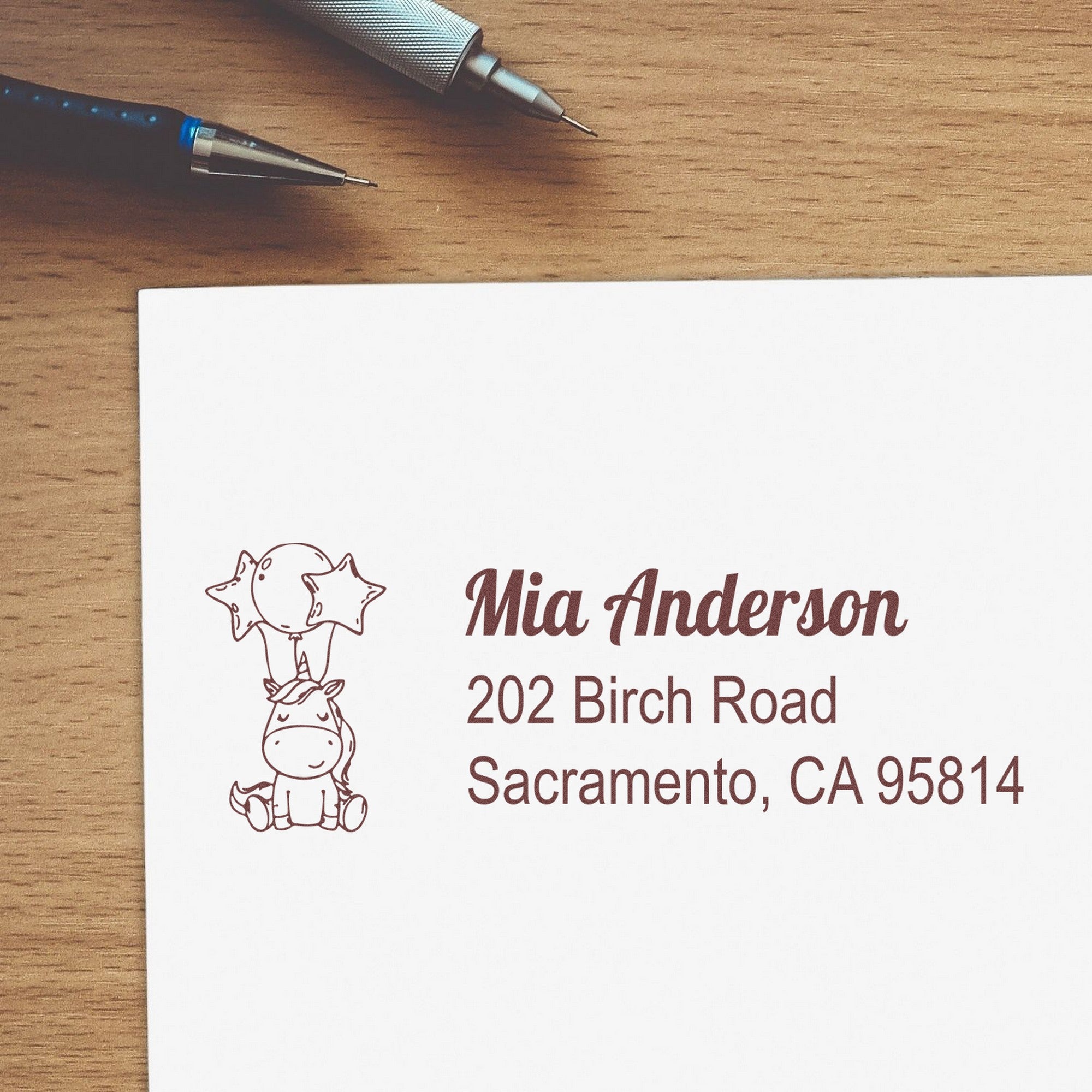 Ethereal Rainbowsky Unicorn Customize Mailing Address Rubber Stamp - Engineer Seal Stamps