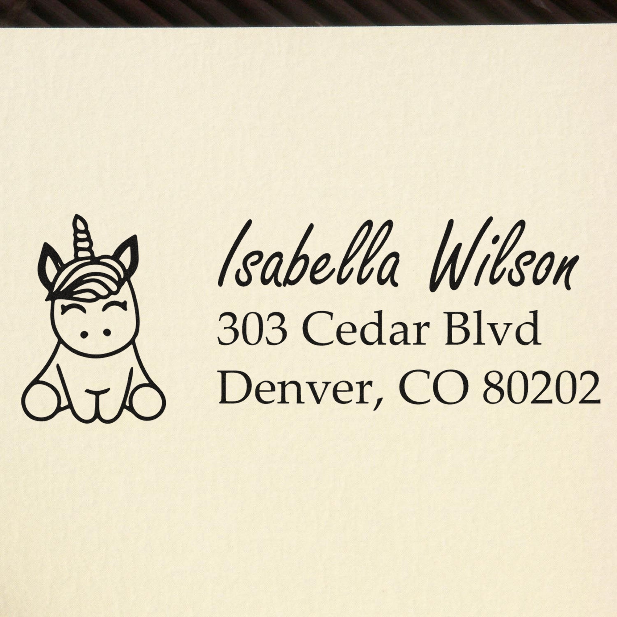 Shimmering Luminara Unicorn Customize Mail Address Rubber Stamp - Engineer Seal Stamps