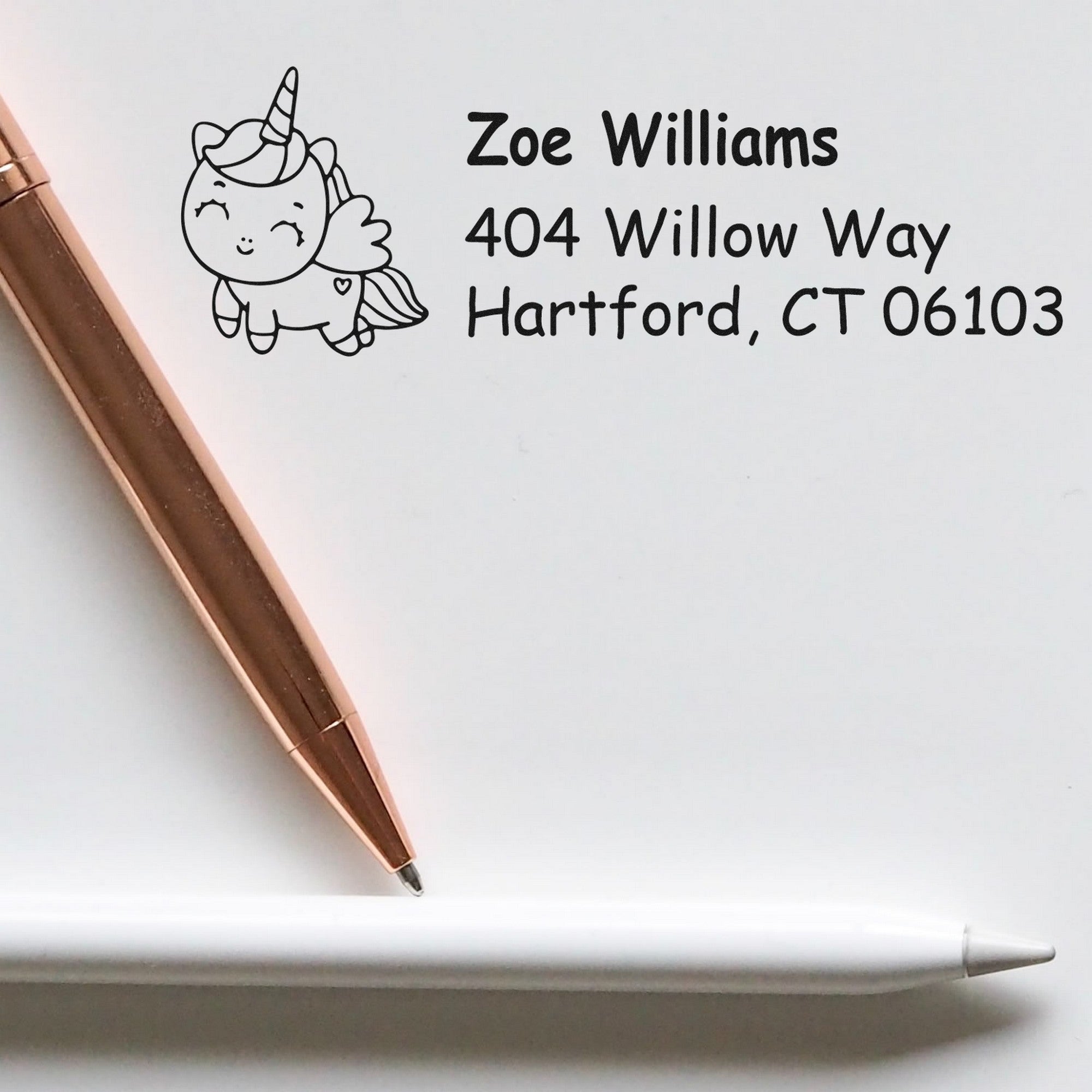 Gleaming Sparklemane Unicorn Customize New Address Rubber Stamp - Engineer Seal Stamps
