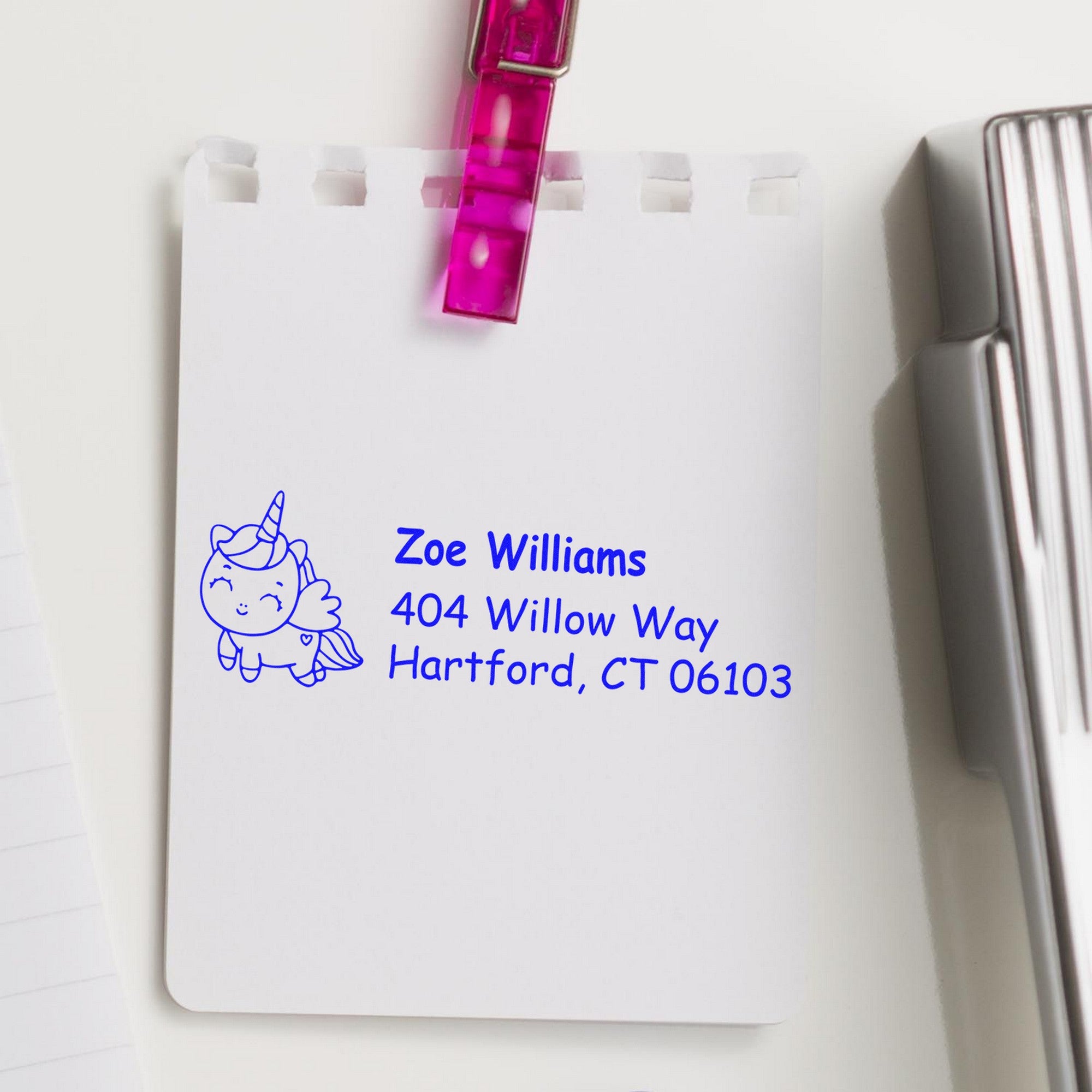 Self-Inking Gleaming Sparklemane Magical Unicorn Custom Home Address For Envelopes Stamp - Engineer Seal Stamps