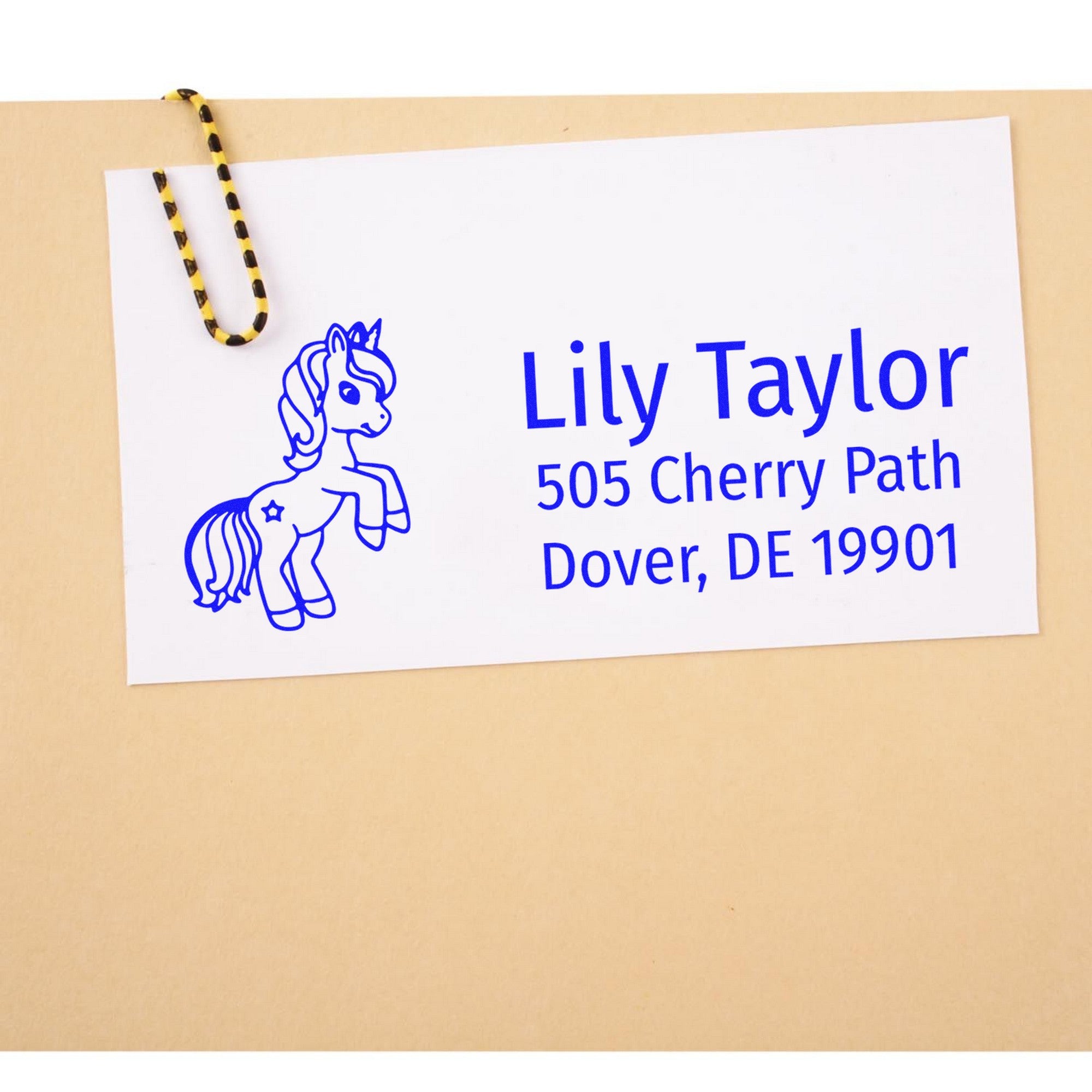 Self-Inking Crystalized Crystalhorn Magical Unicorn Custom Address Label Stamp - Engineer Seal Stamps