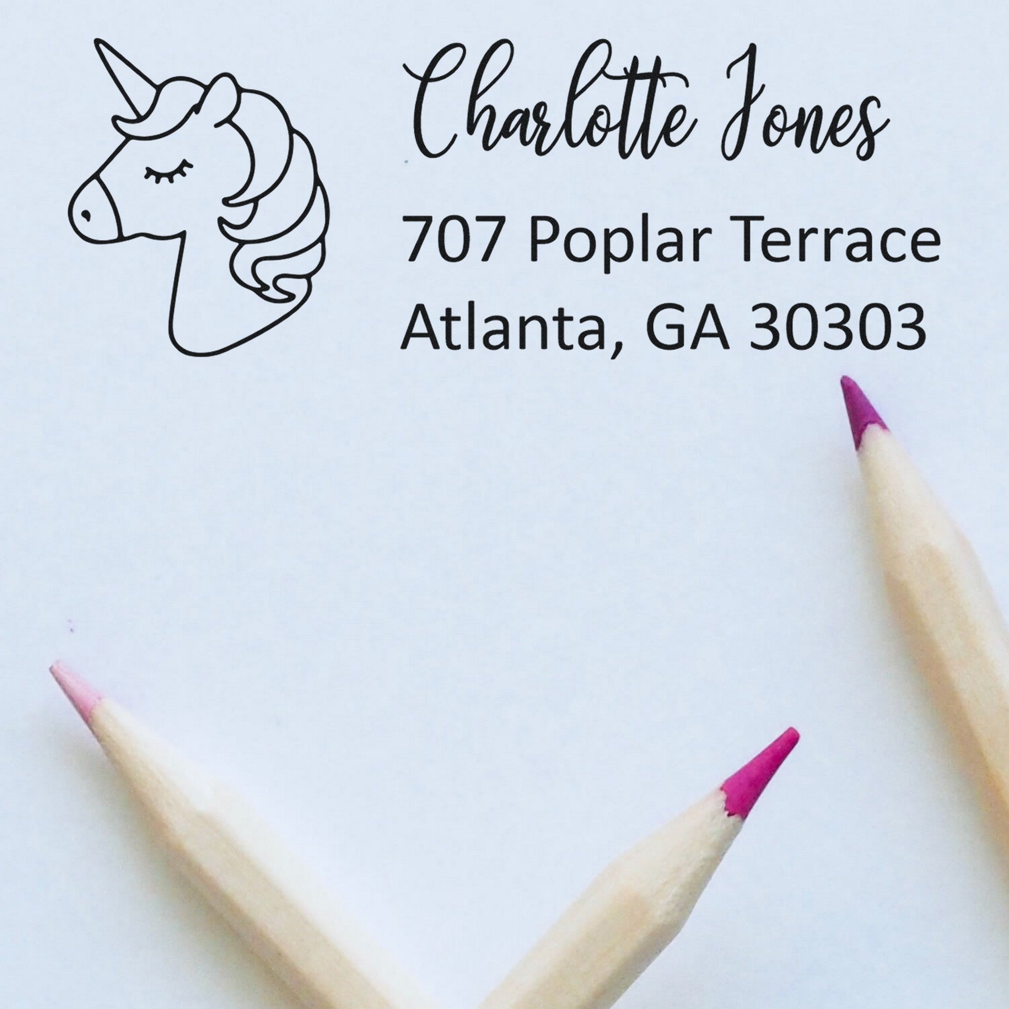 Tranquil Shimmergaze Unicorn Customizable Address Rubber Stamp - Engineer Seal Stamps