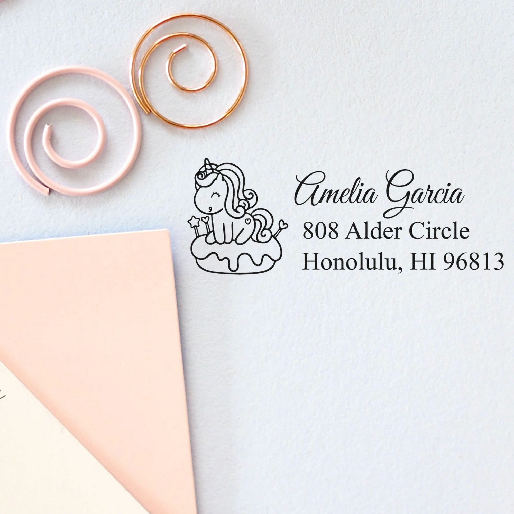 Self-Inking Dreamy Dreamwhisper Magical Unicorn Customized Name and Address Stamp - Engineer Seal Stamps