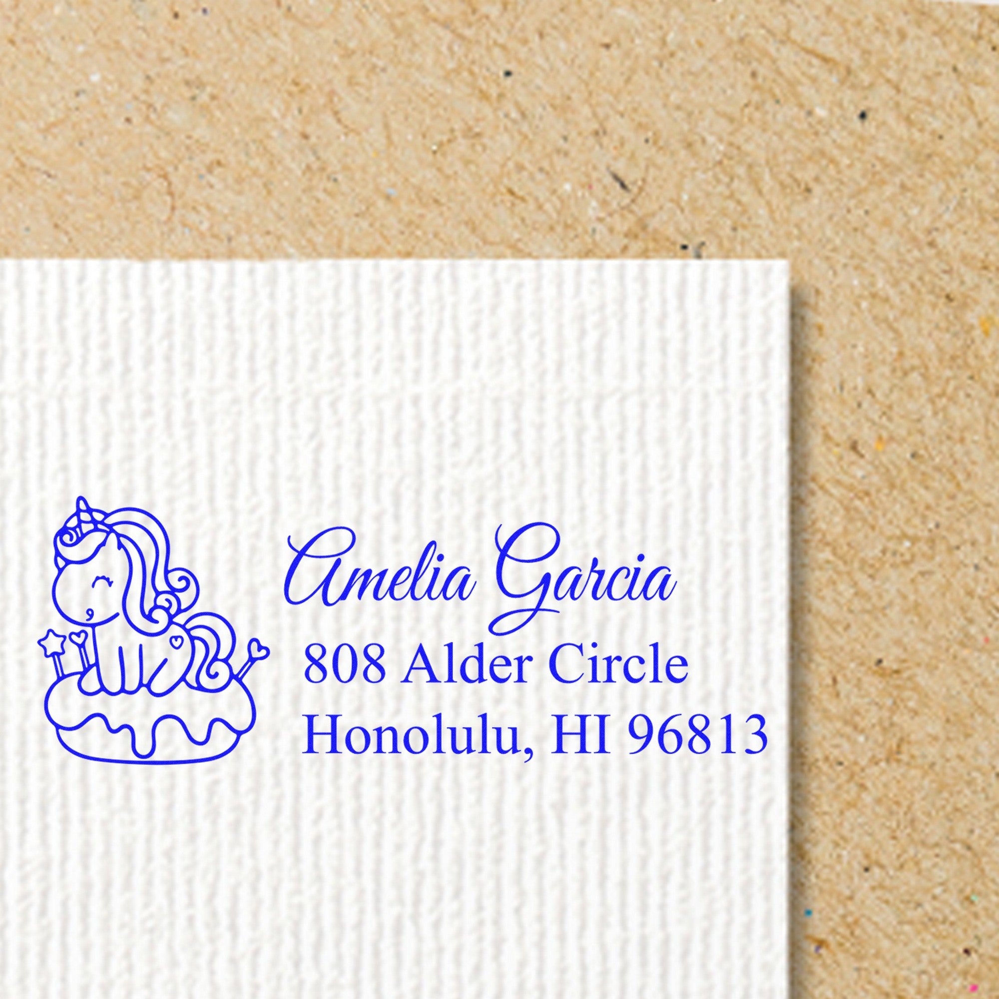 Dreamy Dreamwhisper Unicorn Customizable Return Address Rubber Stamp - Engineer Seal Stamps