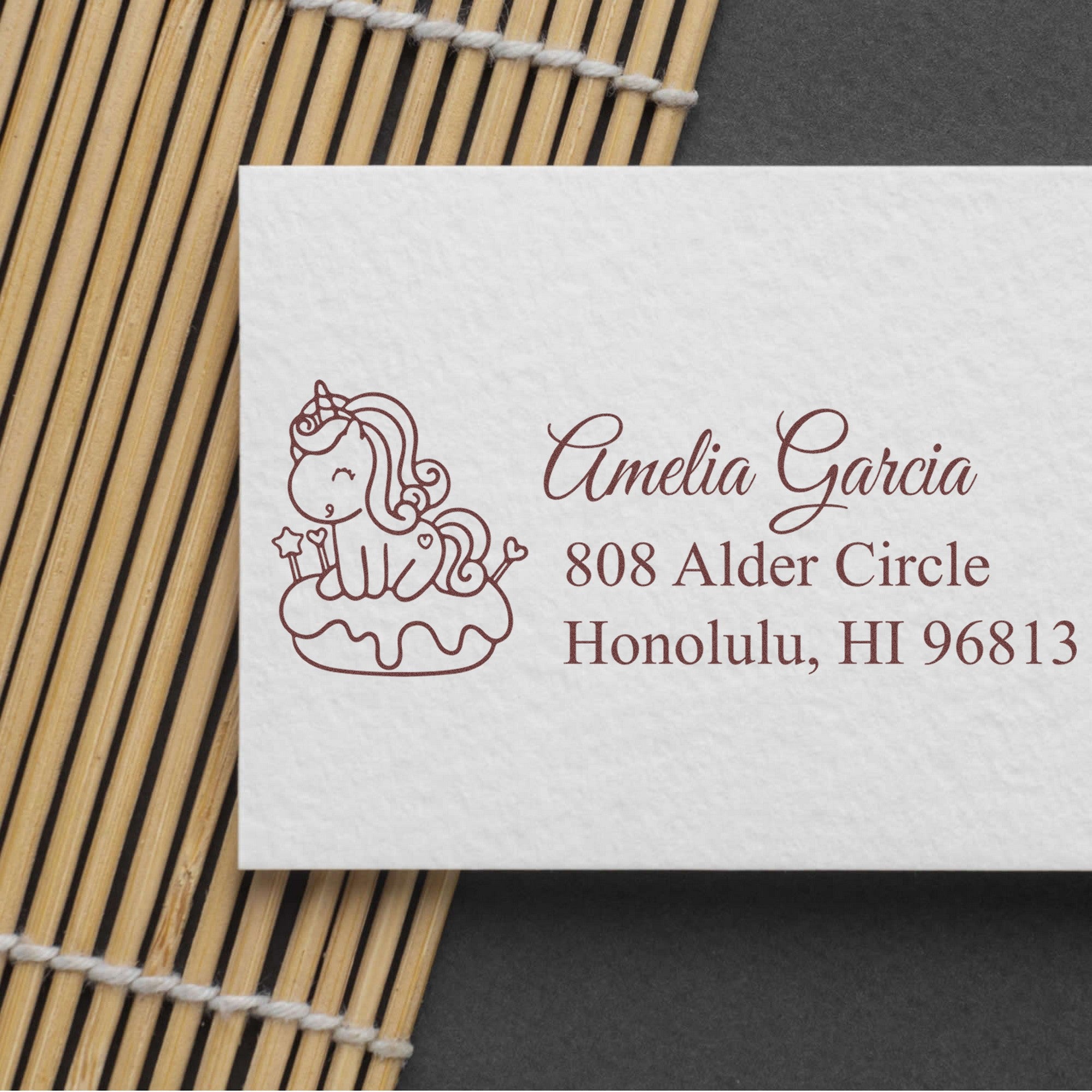 Dreamy Dreamwhisper Unicorn Customizable Return Address Rubber Stamp - Engineer Seal Stamps