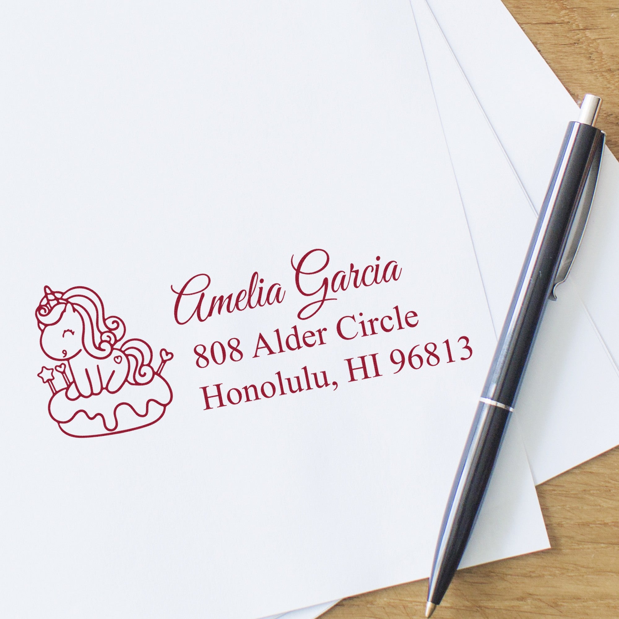 Self-Inking Dreamy Dreamwhisper Magical Unicorn Customized Name and Address Stamp - Engineer Seal Stamps