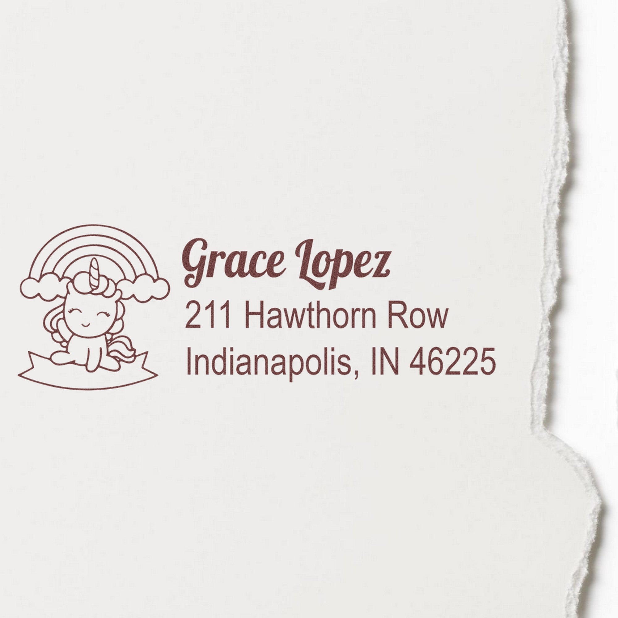 Iridescent Irisdust Unicorn Customizable Mail Rubber Stamp - Engineer Seal Stamps