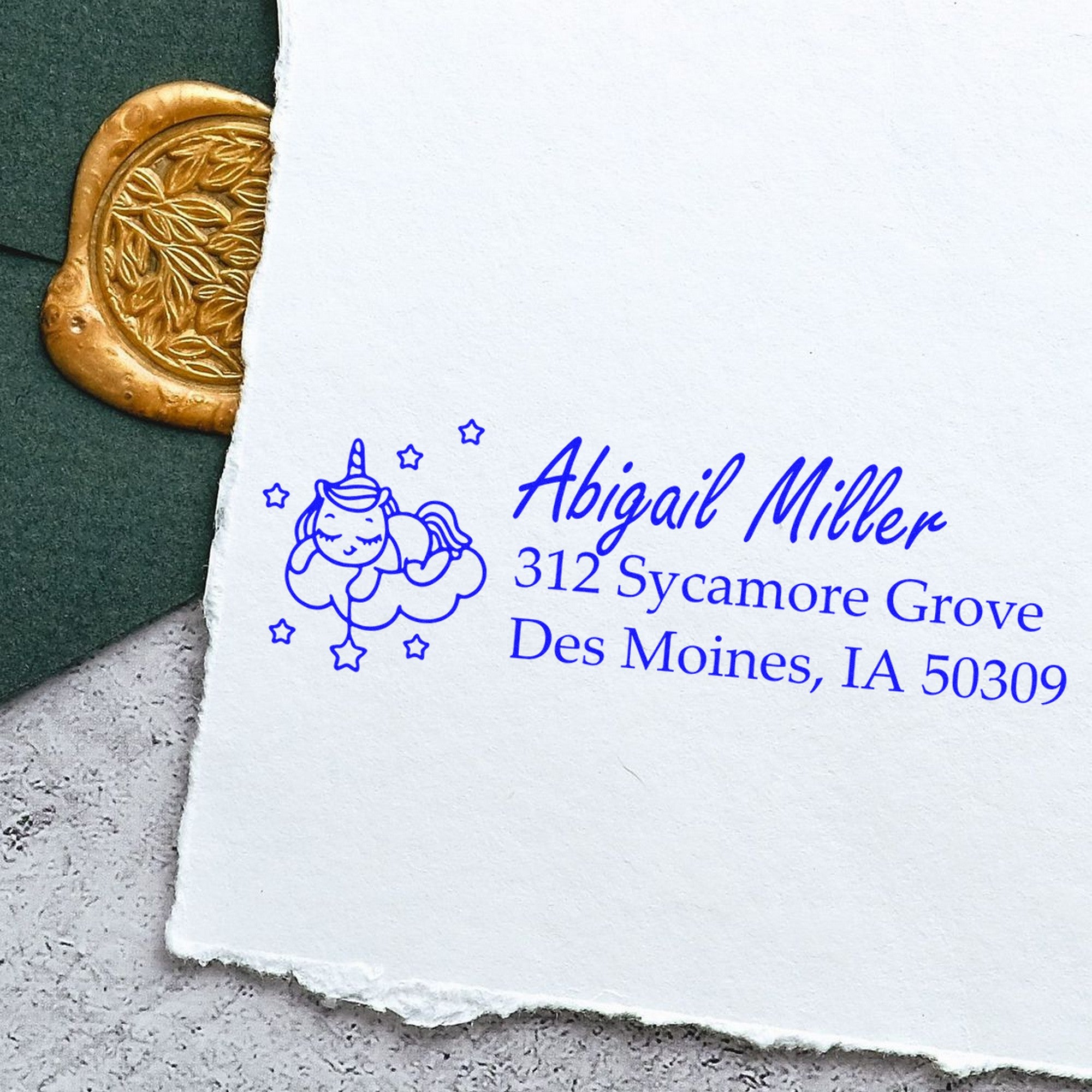 Opalescent Opalshine Mythical Unicorn Customizable Mailing Address - Engineer Seal Stamps