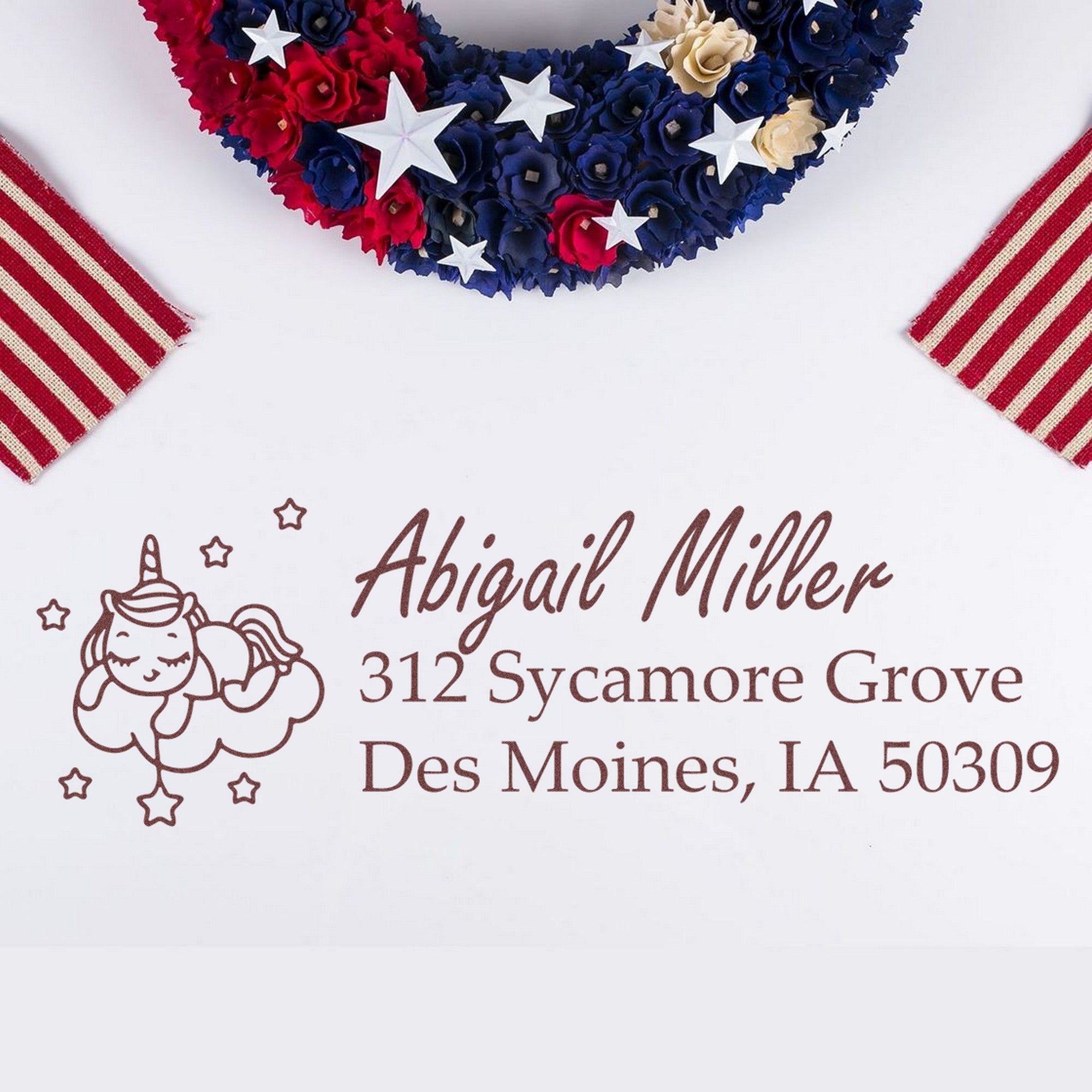 Opalescent Opalshine Mythical Unicorn Customizable Mailing Address - Engineer Seal Stamps