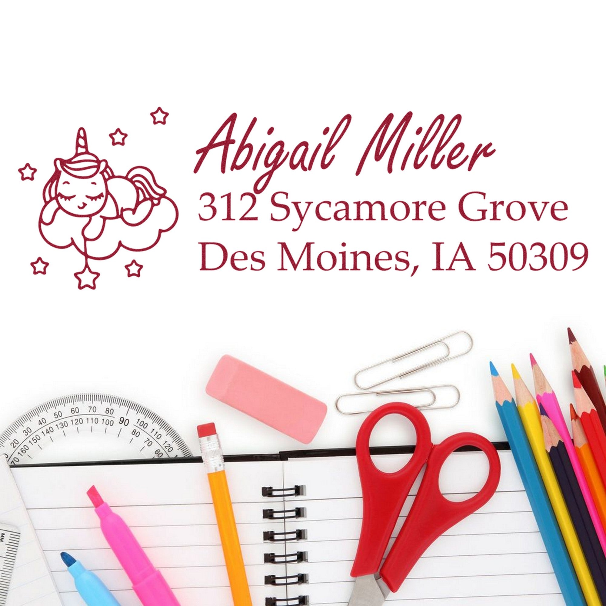 Opalescent Opalshine Mythical Unicorn Customizable Mailing Address - Engineer Seal Stamps