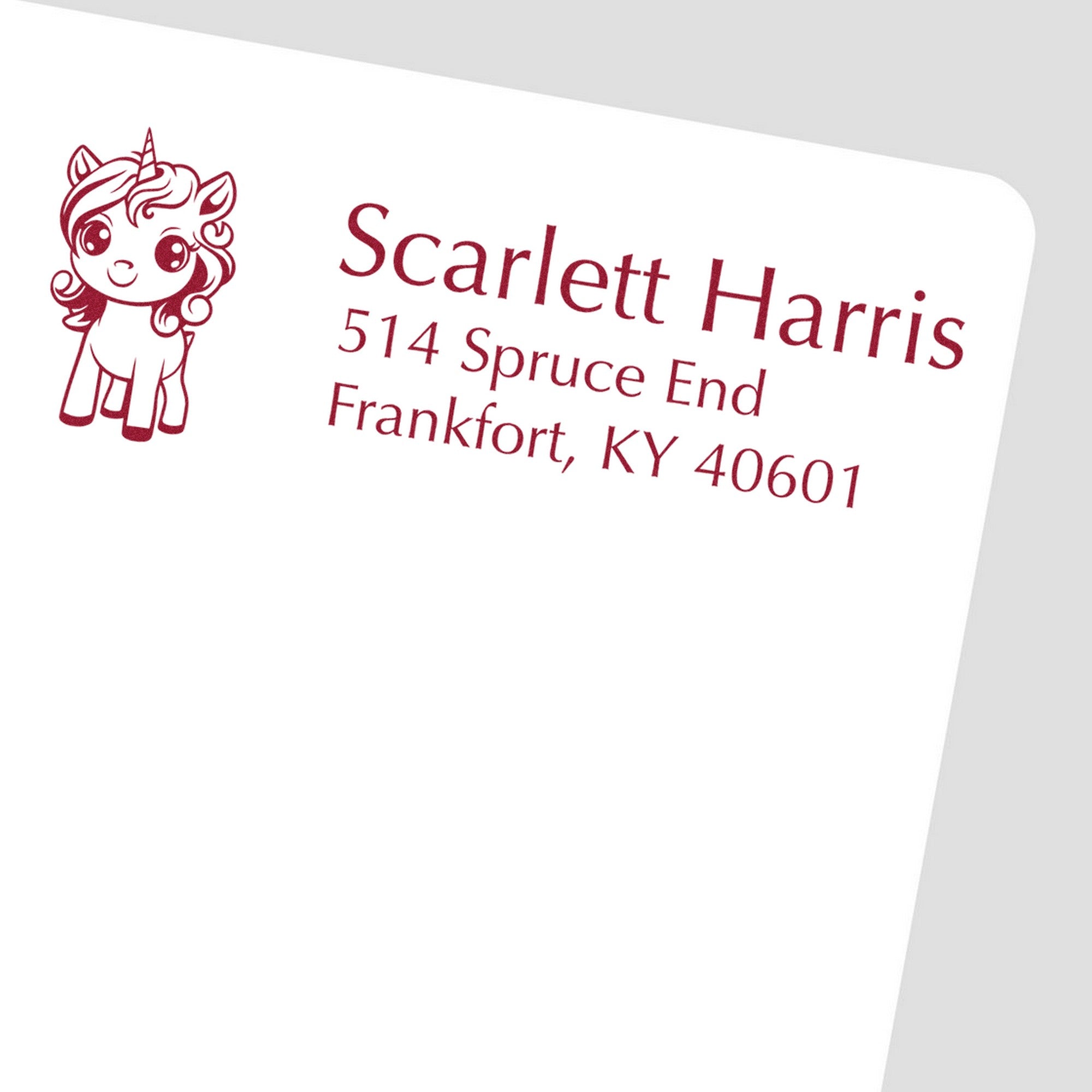 Fiery Sunblaze Unicorn Customizable Mailing Address Rubber Stamp - Engineer Seal Stamps