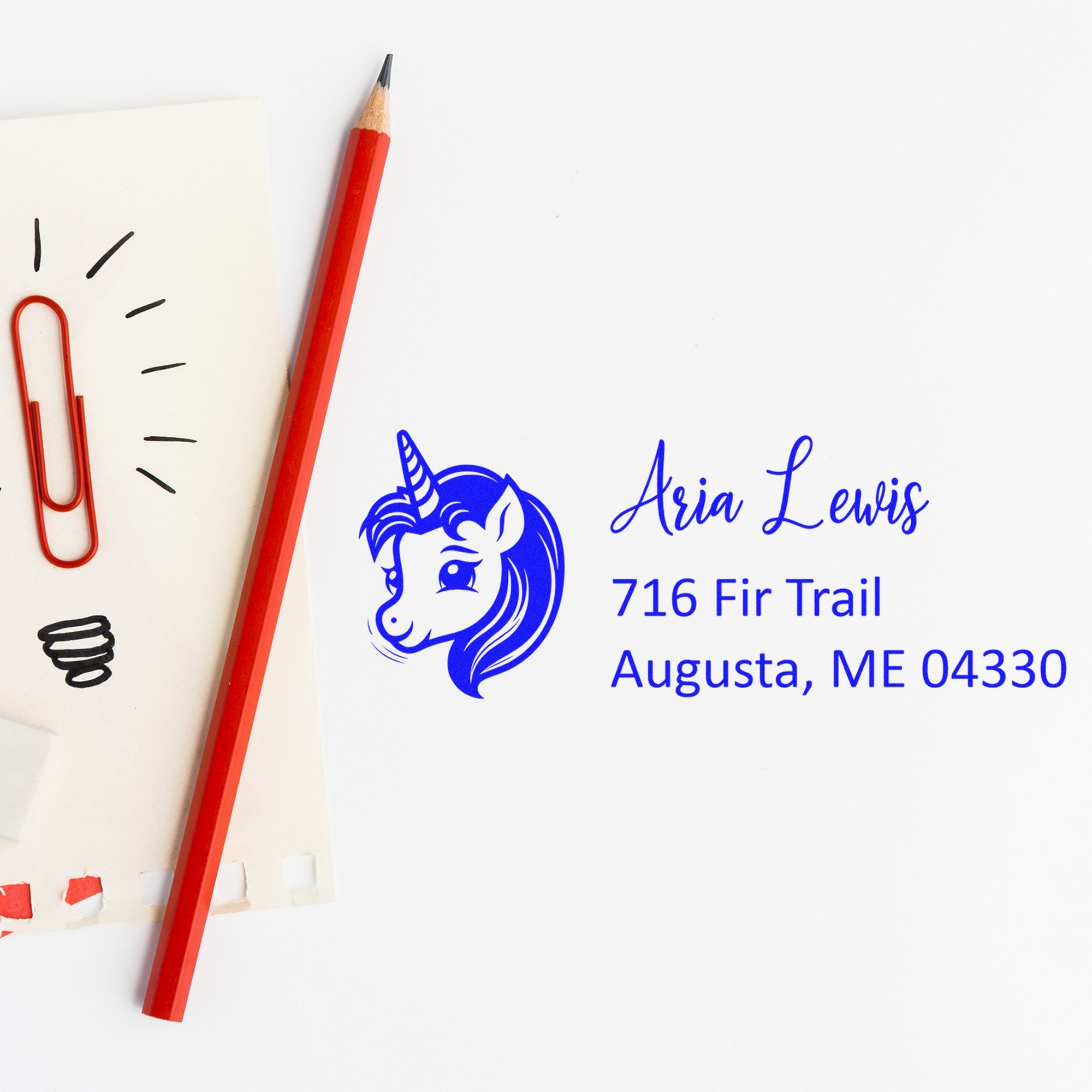 Self-Inking Heavenly Halocrest Magical Unicorn Customized Home Address For Envelopes Stamp - Engineer Seal Stamps