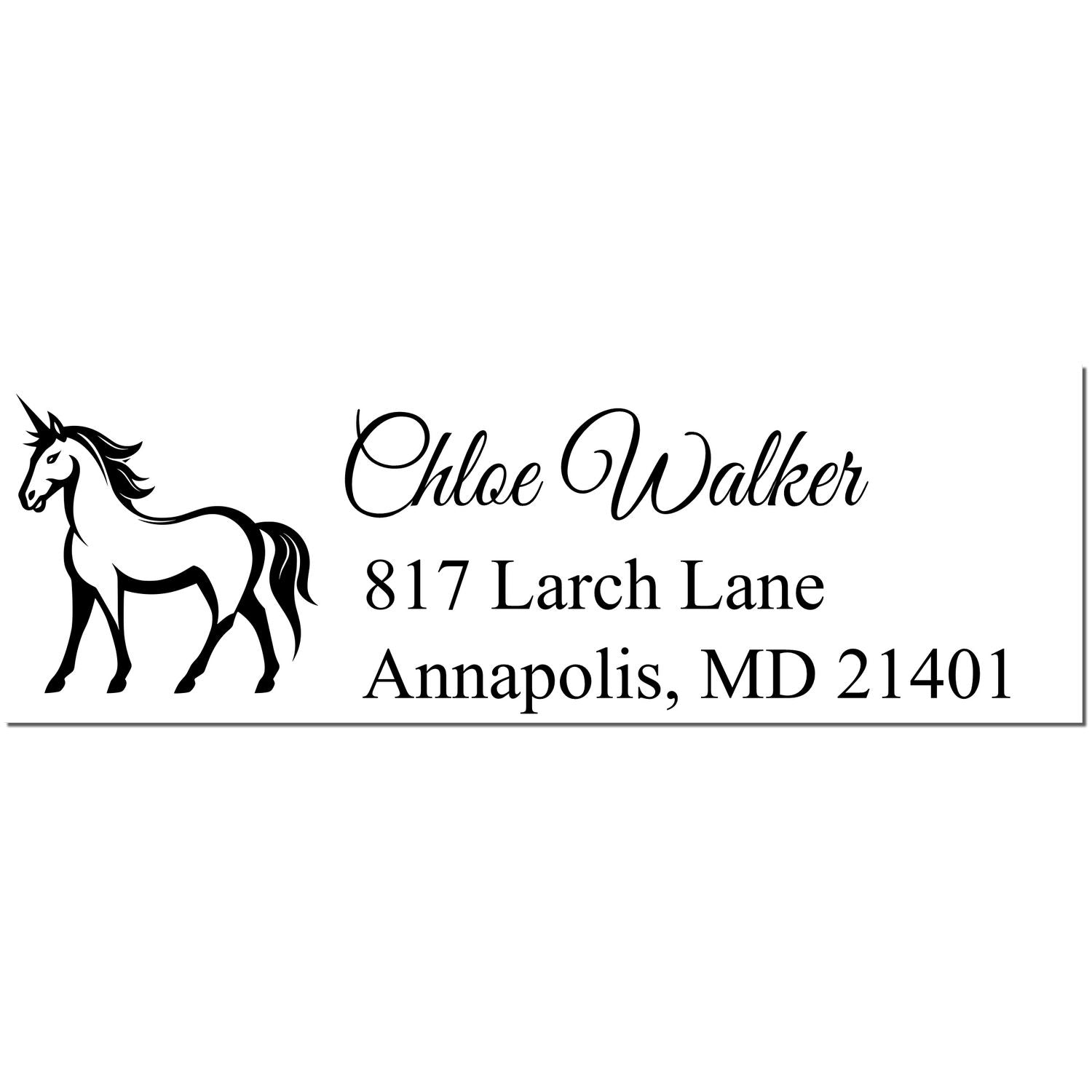 Self-Inking Blossoming Bloomwhirl Magical Unicorn Customized Address Label Stamp - Engineer Seal Stamps