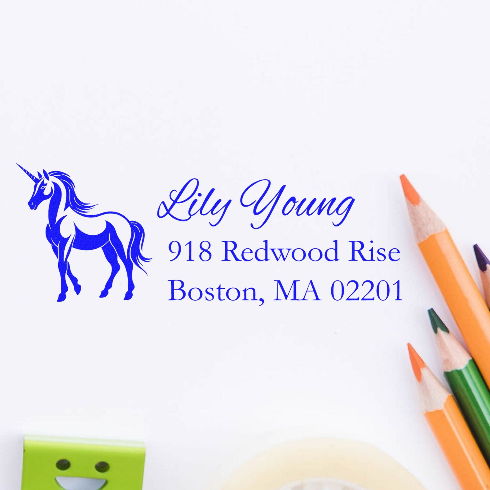 Self-Inking Starlit Skydancer Magical Unicorn Handmade Address Stamp - Engineer Seal Stamps