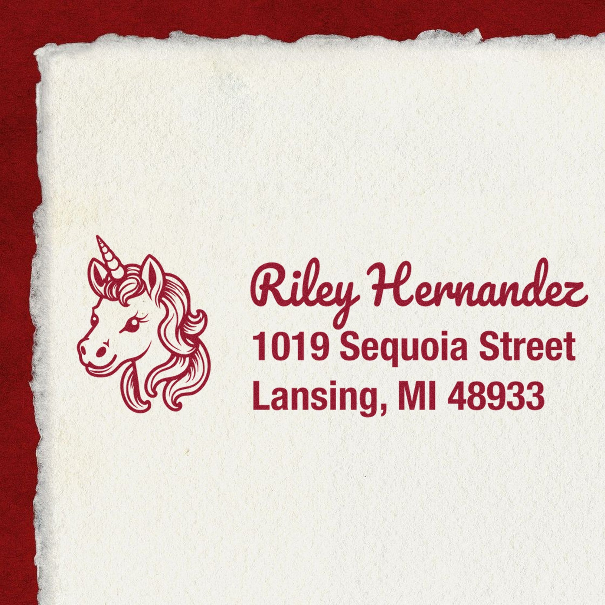 Moonlit Lunaflash Unicorn Personalized Address Rubber Stamp - Engineer Seal Stamps