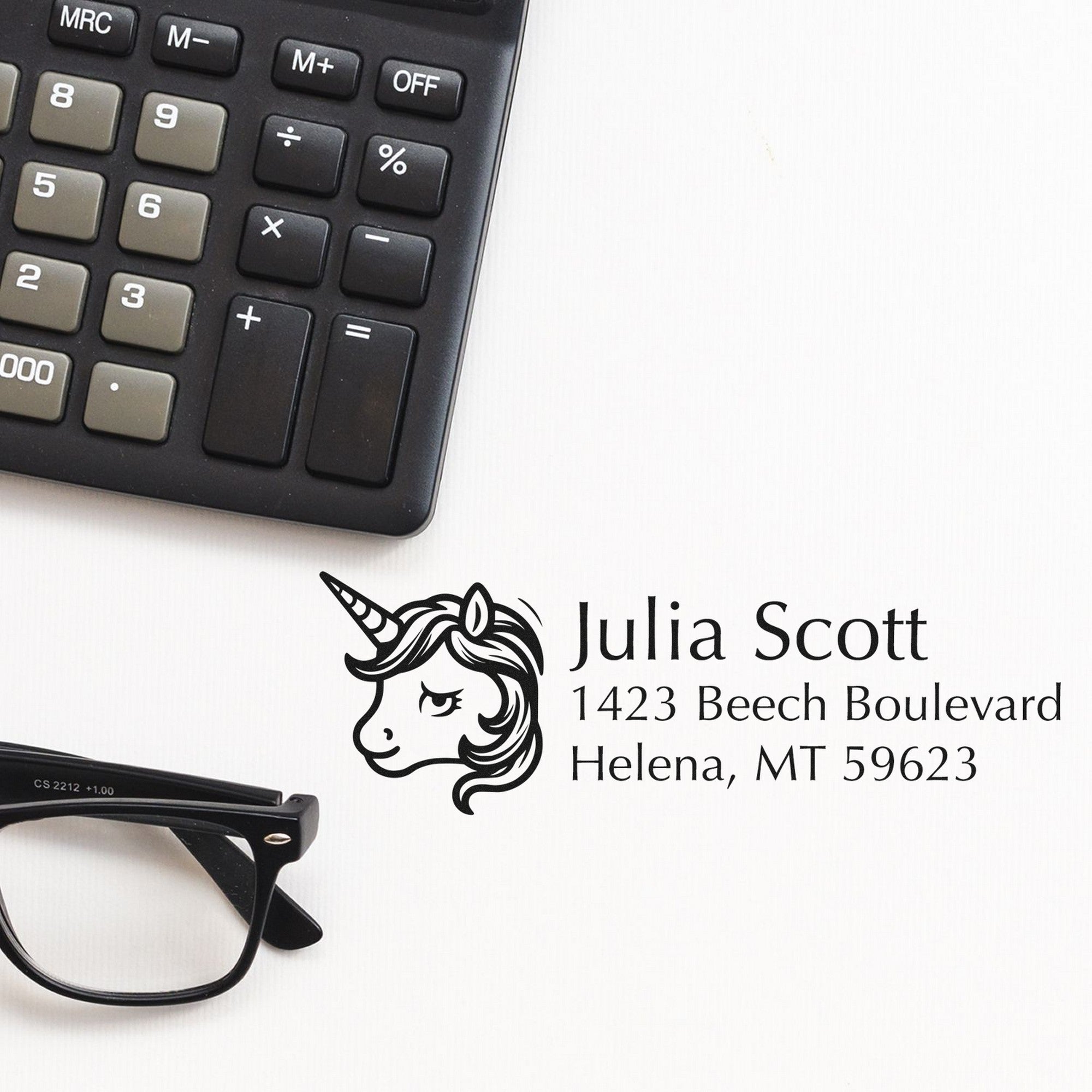 Roseate Roselush Mythical Unicorn Personalized Address Return - Engineer Seal Stamps