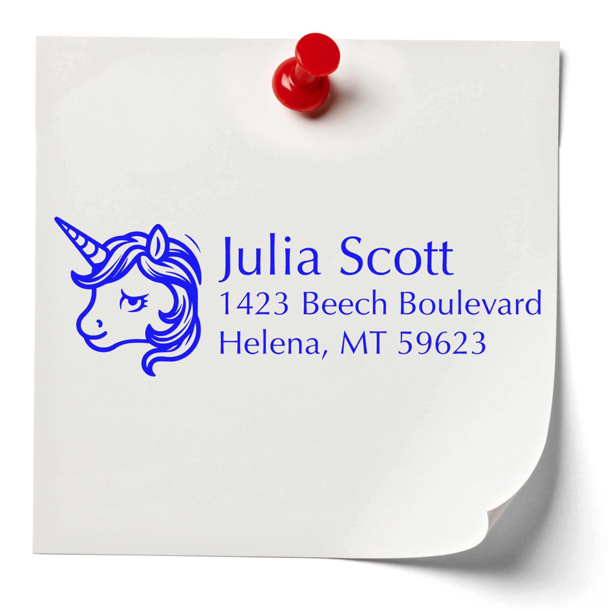 Self-Inking Roseate Roselush Magical Unicorn Handmade Home Address Stamp - Engineer Seal Stamps