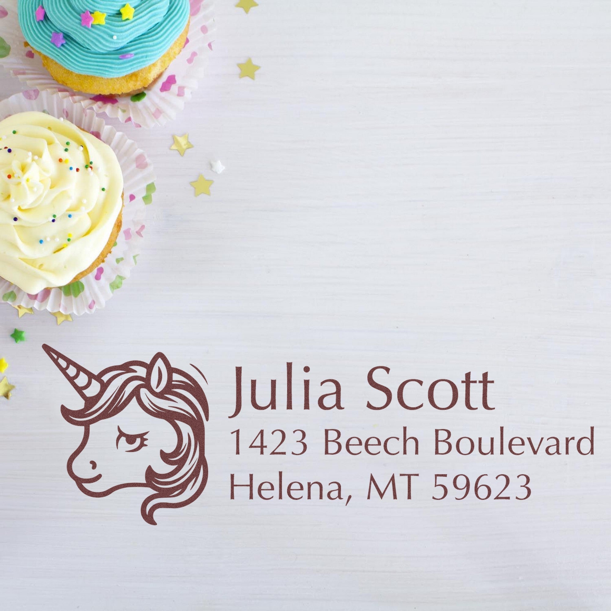 Roseate Roselush Mythical Unicorn Personalized Address Return - Engineer Seal Stamps