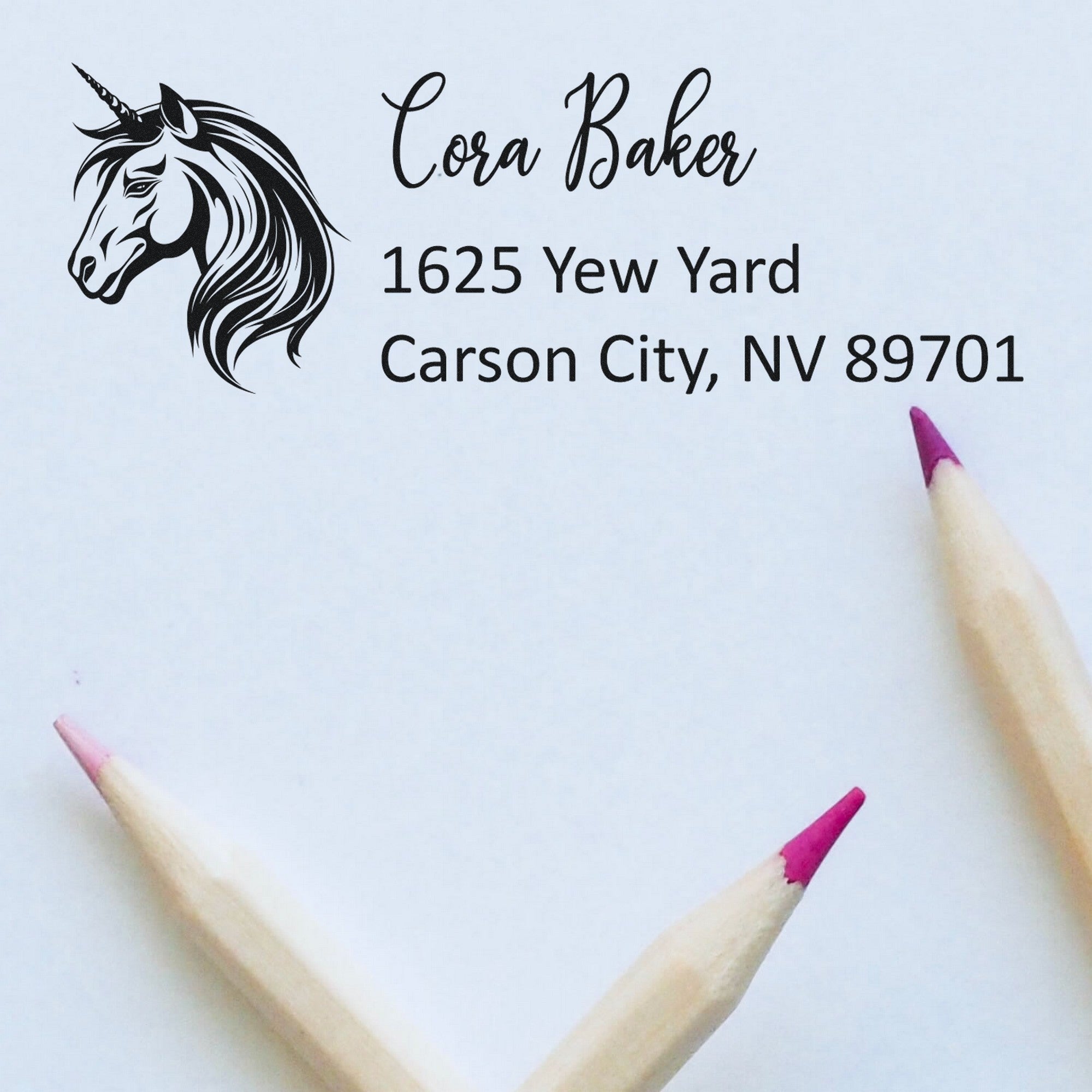 Emerald Emeraldglint Unicorn Personalized Address Return Rubber Stamp - Engineer Seal Stamps