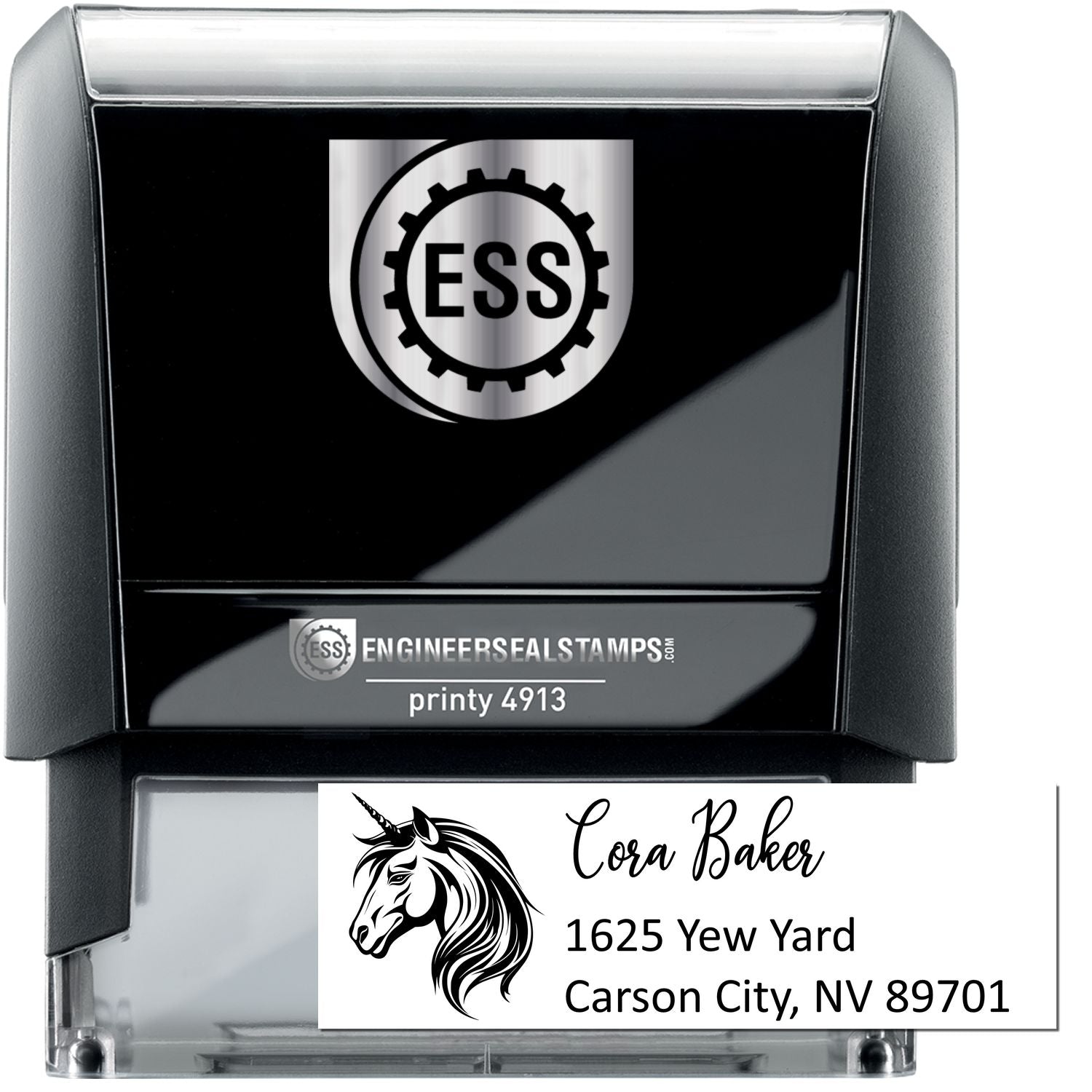 Self-Inking Emerald Emeraldglint Magical Unicorn Handmade Mailing Address Stamp - Engineer Seal Stamps