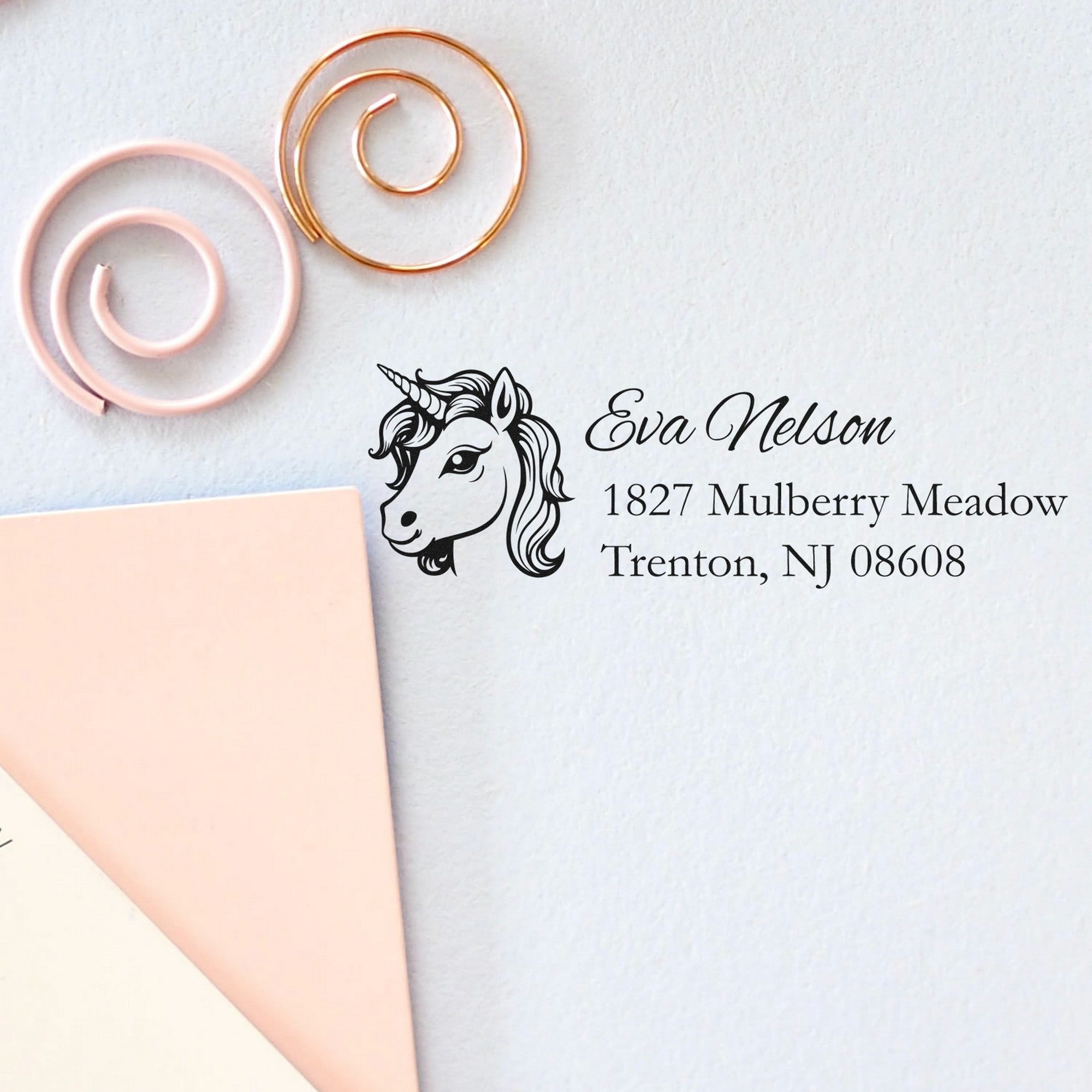 Rainbow Rainbowgleam Unicorn Personalized Mail Address Rubber Stamp - Engineer Seal Stamps