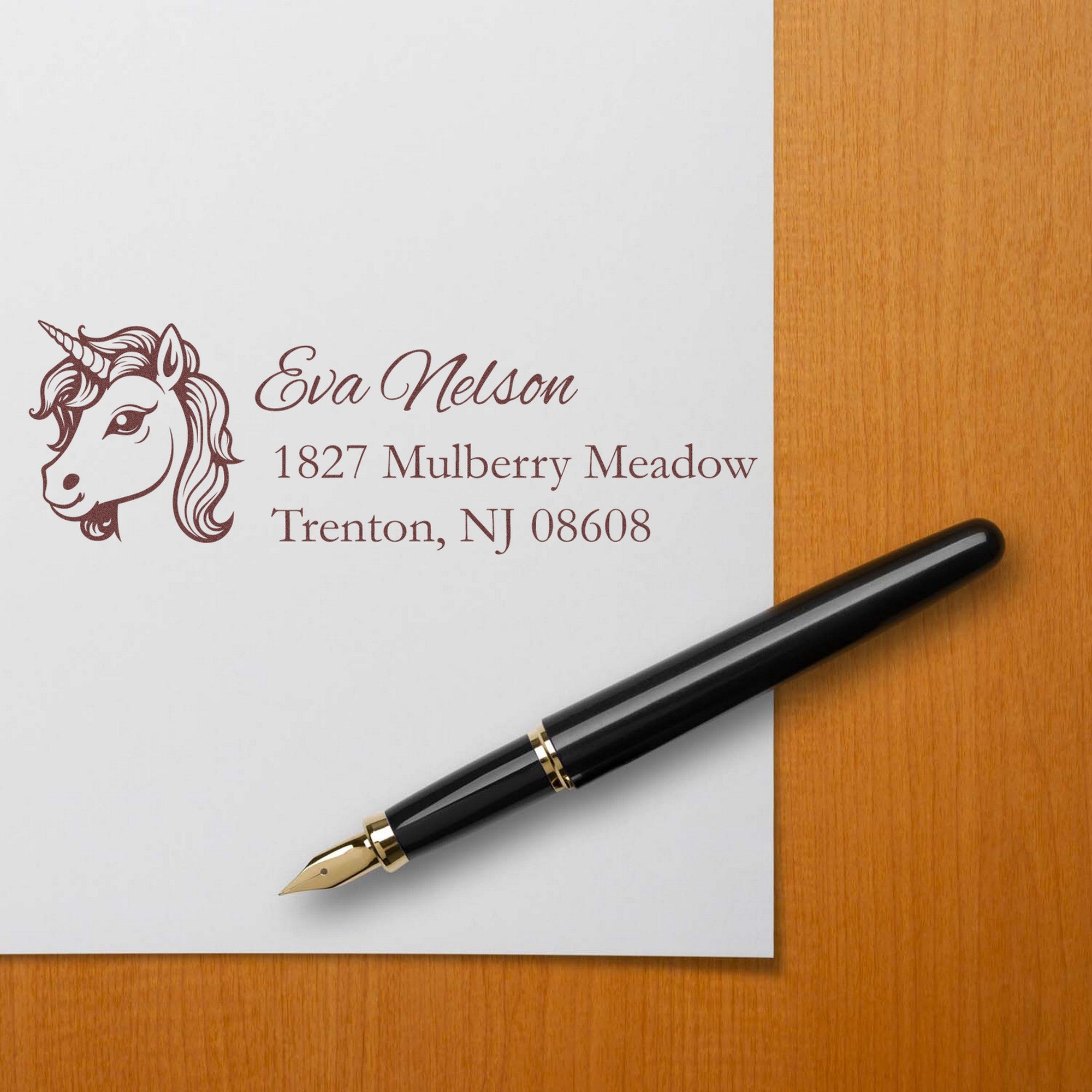 Rainbow Rainbowgleam Unicorn Personalized Mail Address Rubber Stamp - Engineer Seal Stamps
