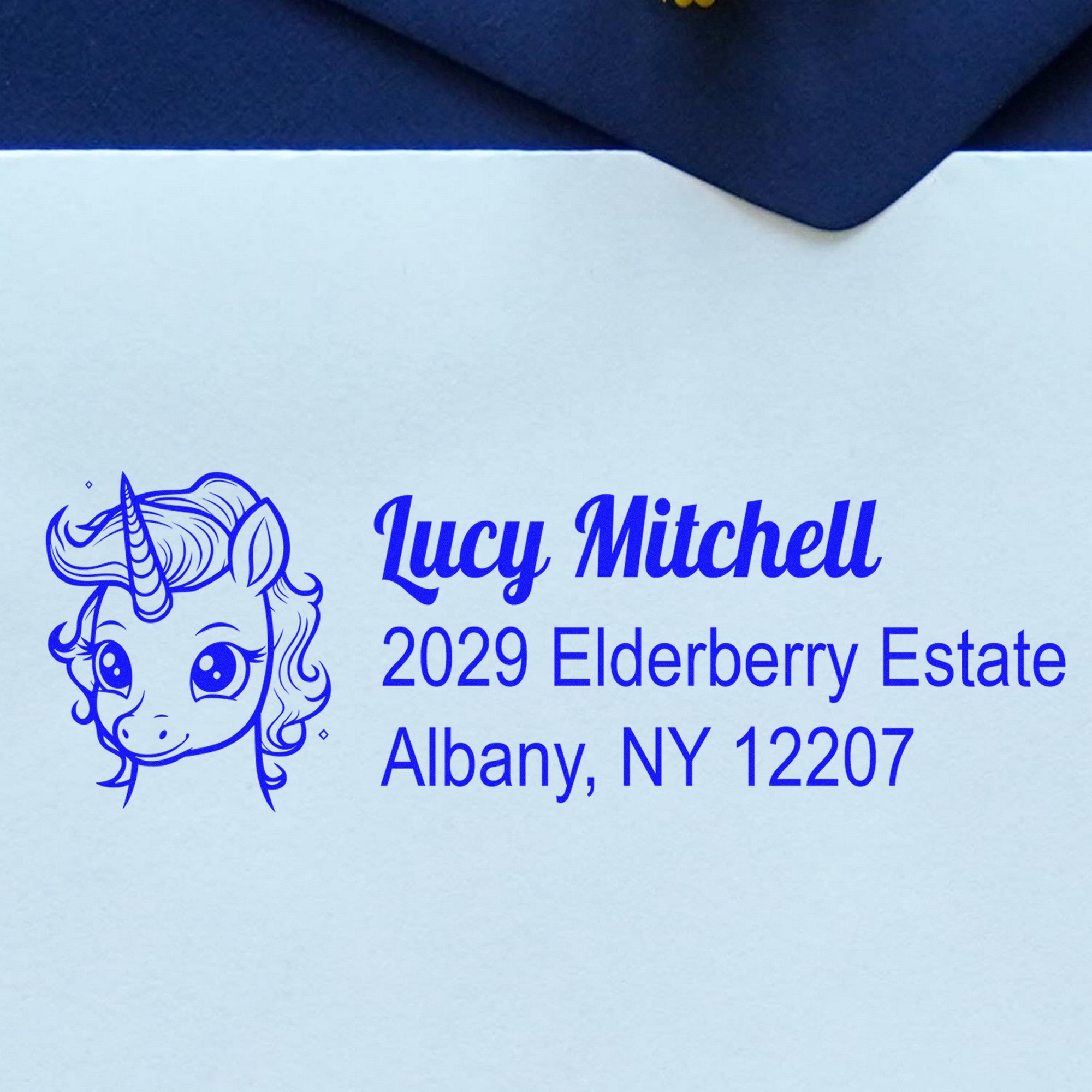 Self-Inking Golden Goldengleam Magical Unicorn Handmade Address Label Stamp - Engineer Seal Stamps