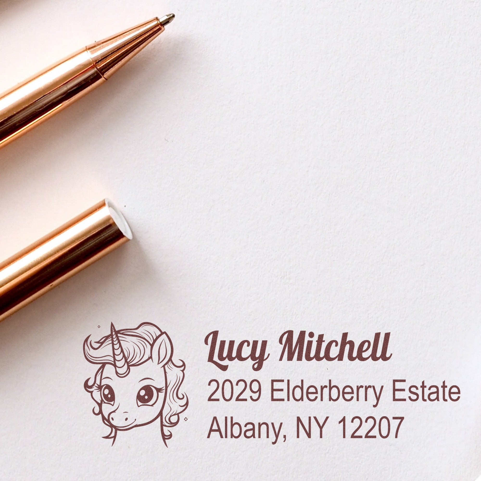 Golden Goldengleam Unicorn Personalized Home Address For Envelopes Rubber Stamp - Engineer Seal Stamps