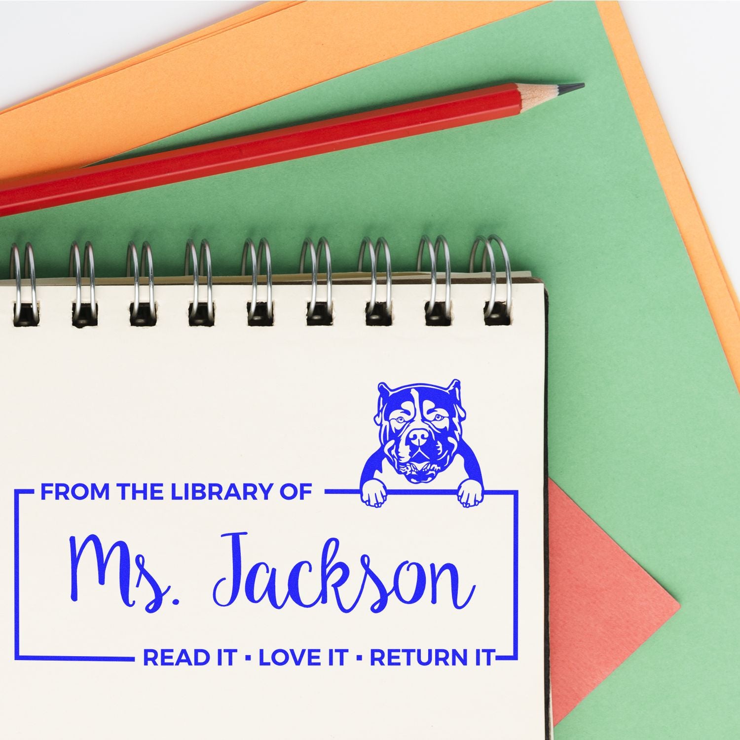 Self-Inking American Bulldog Customized Custom Dog Library ? Stamp - Engineer Seal Stamps