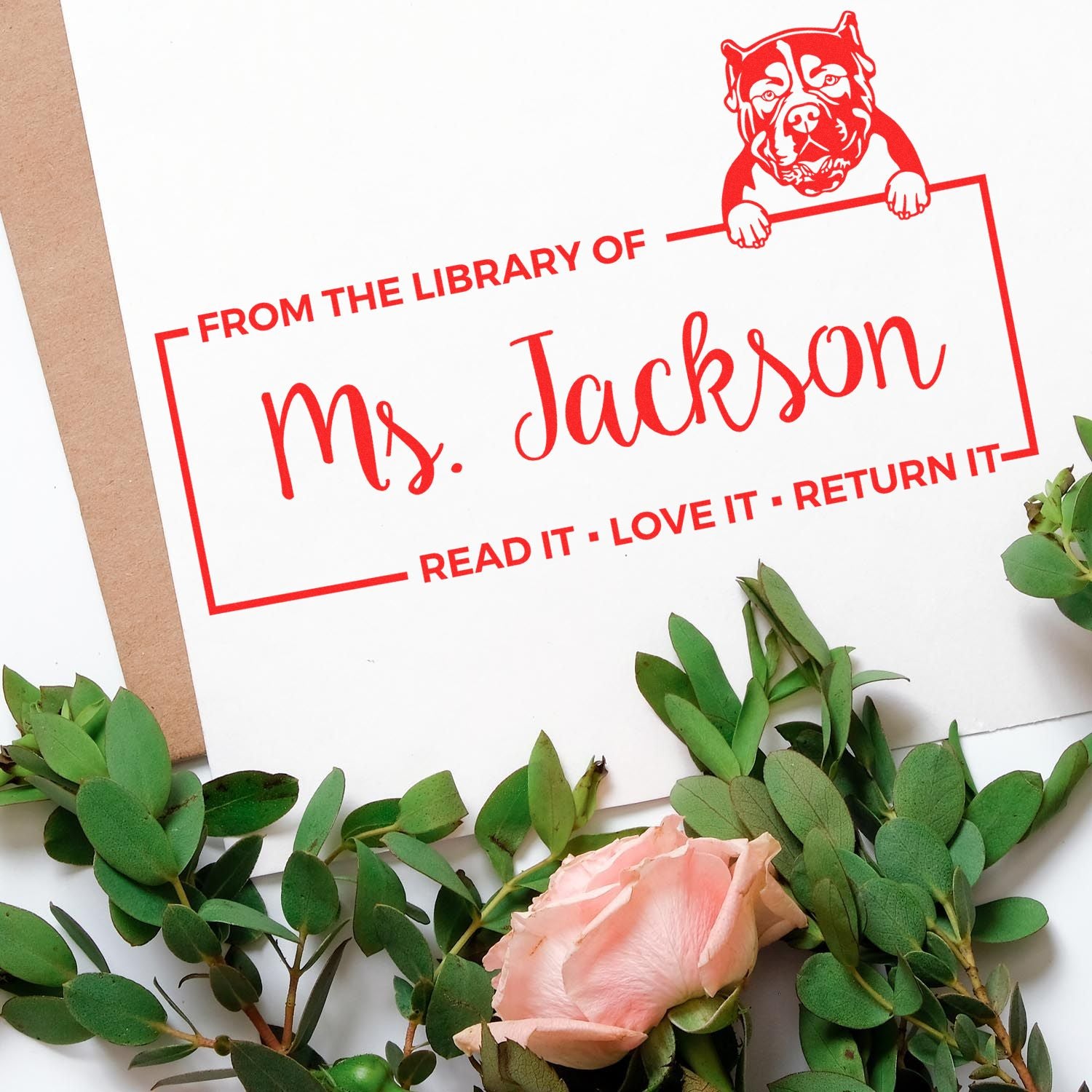 American Bulldog Custom Dog-Themed Book ? Stamp - Engineer Seal Stamps